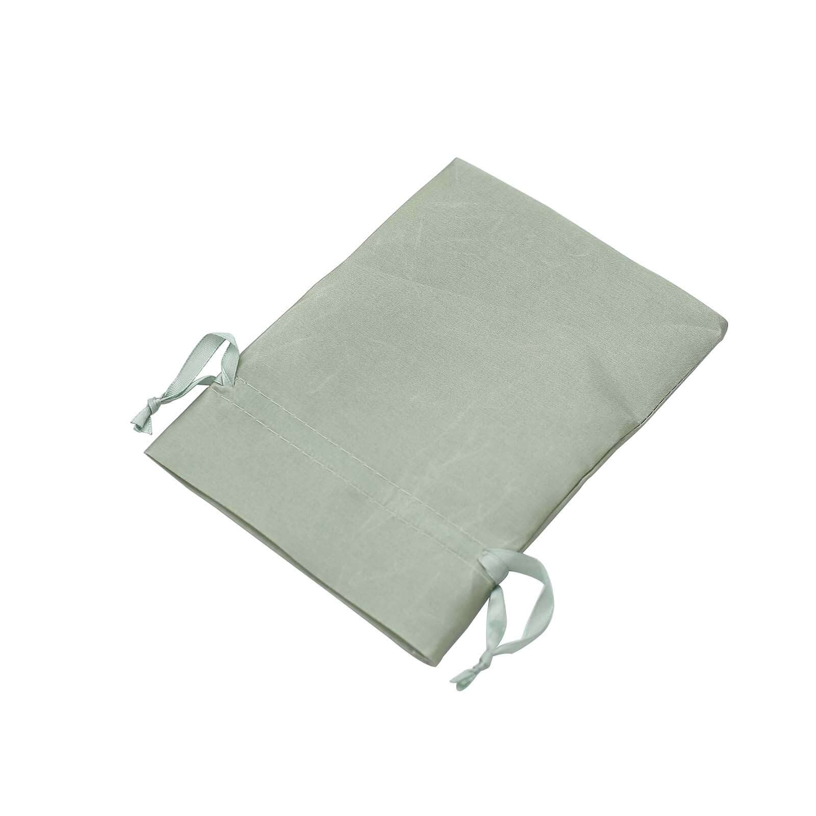 12 Pack 5x7 Sage Green Satin Drawstring Wedding Party Favor Gift Bags, Drawstring Pouch Gift Bags