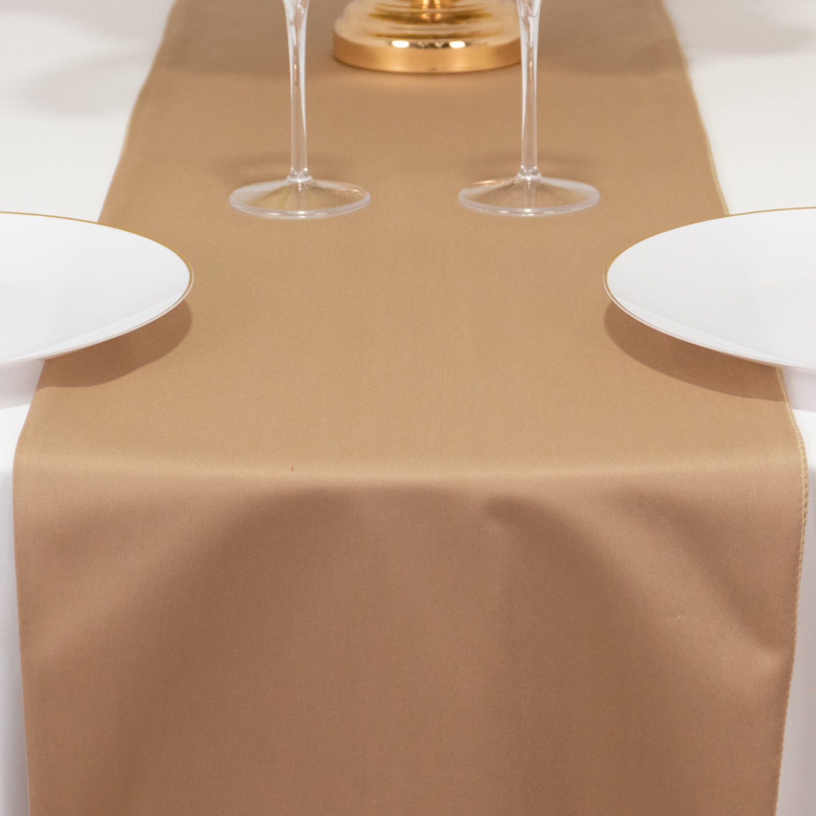 Premium Scuba Polyester 12x108 Table Runner Nude - Wrinkle-Free Table Linen