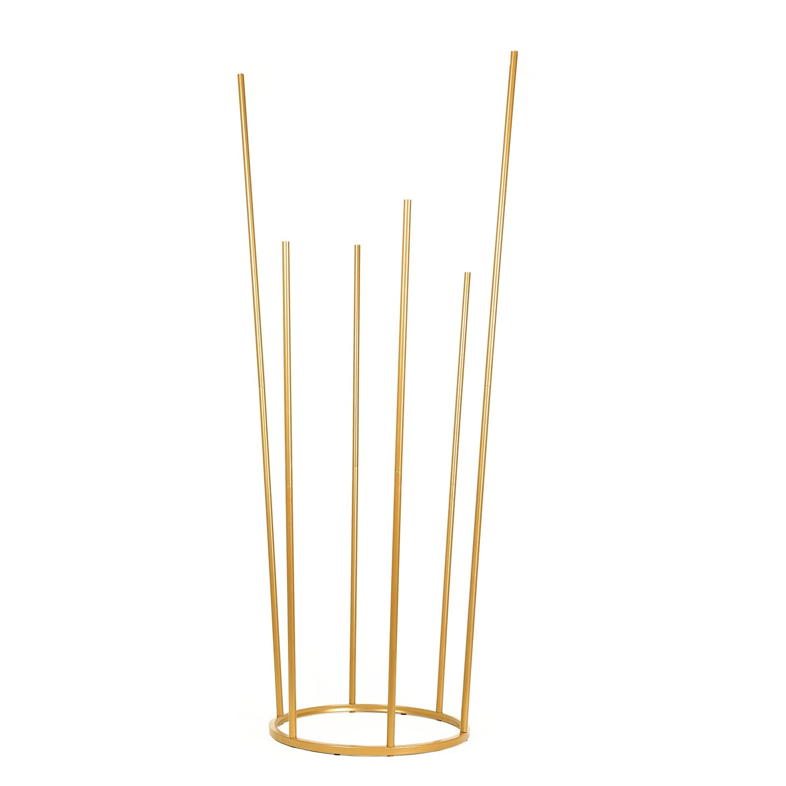 Flower Centerpiece Gold Metal Minimalist 6-Tubes Round Base Design - Single Stem Bud Vase for Arrangements 4ft