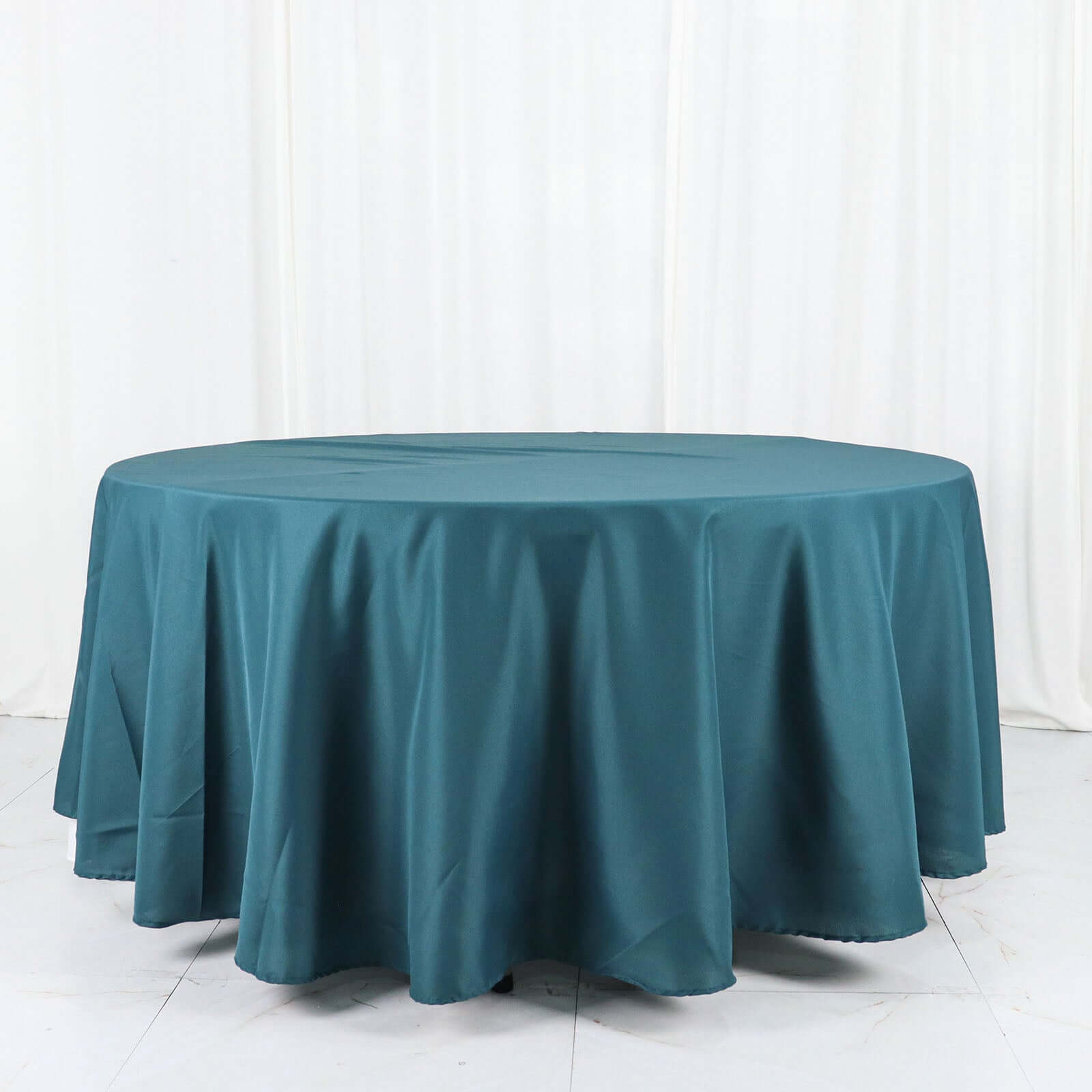 Polyester 108 Round Tablecloth Peacock Teal - Wrinkle-Resistant Table Cover