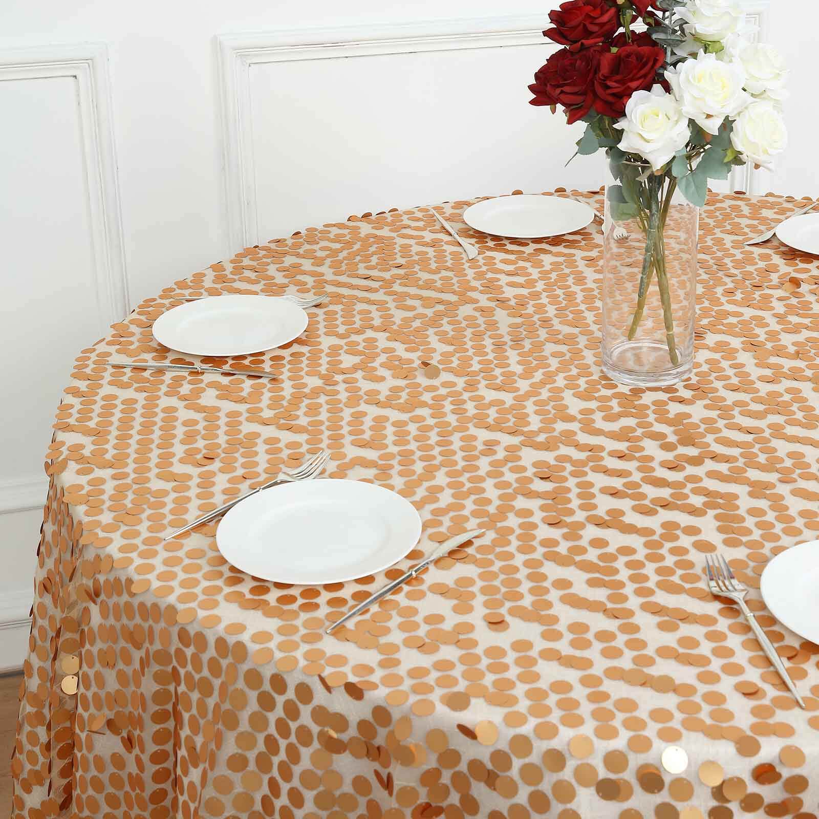 Sequin 72x72 Table Overlay Square Tablecloth Matte Champagne - Big Payette Table Cover