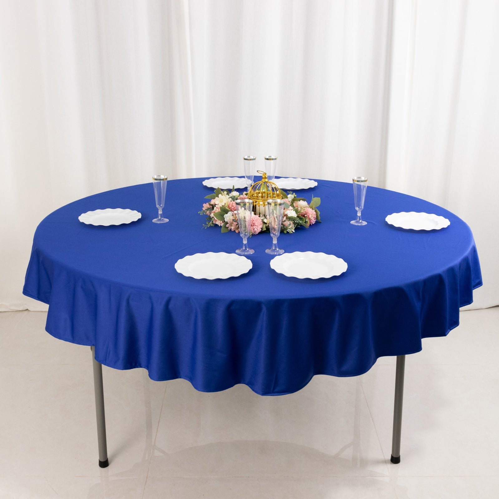 Premium Scuba Round 70 Tablecloth Royal Blue - Wrinkle Free & Stain Resistant Table Cover