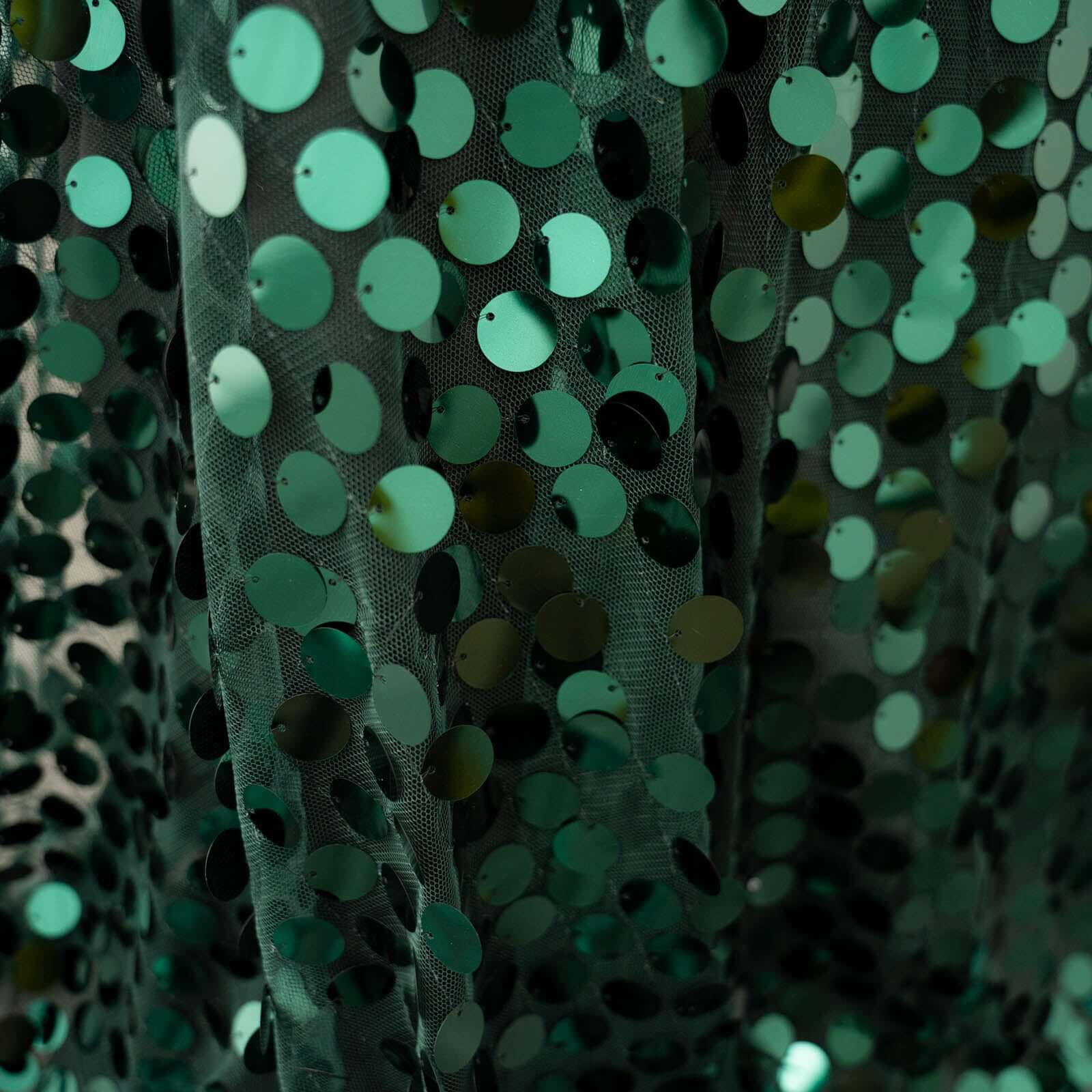 8ftx8ft Hunter Emerald Green Big Payette Sequin Event Curtain Drapes, Backdrop Event Panel