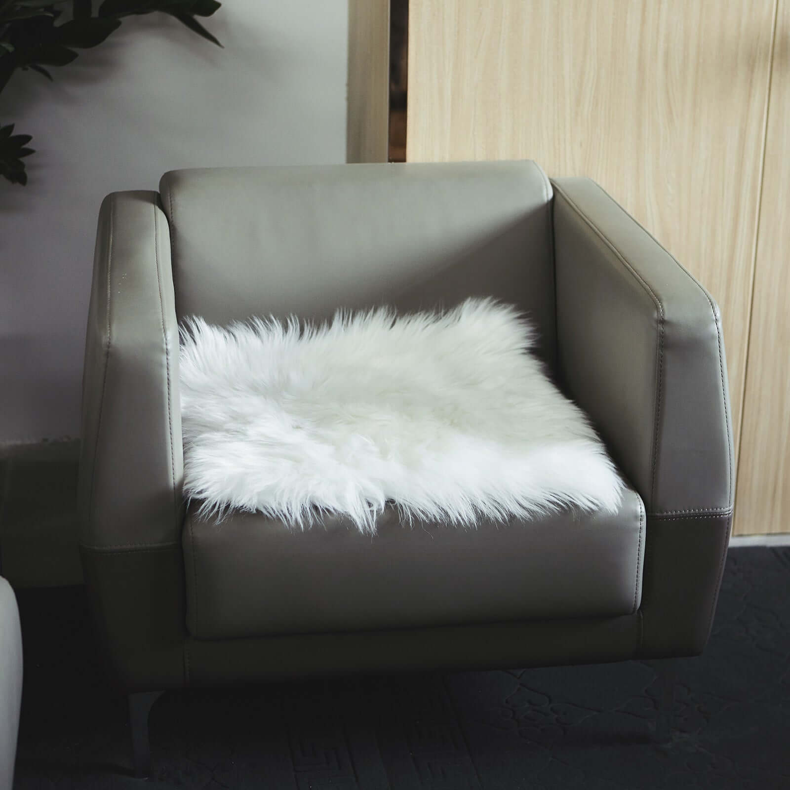 Faux Sheepskin 20 Cushion Cover with Soft Plush Finish White - Stylish Small Shag Area Rug for Events