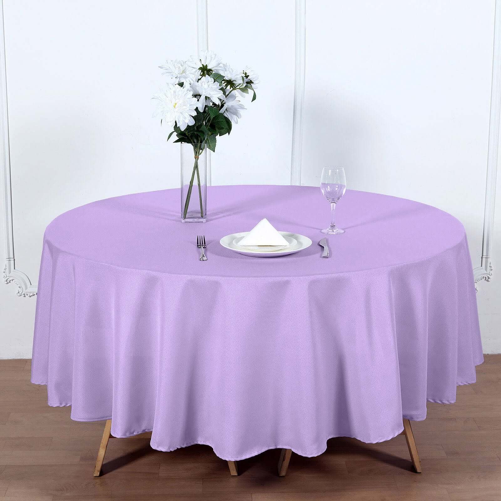 Polyester 90 Round Tablecloth Lavender Lilac - Stain & Wrinkle-Resistant Table Cover