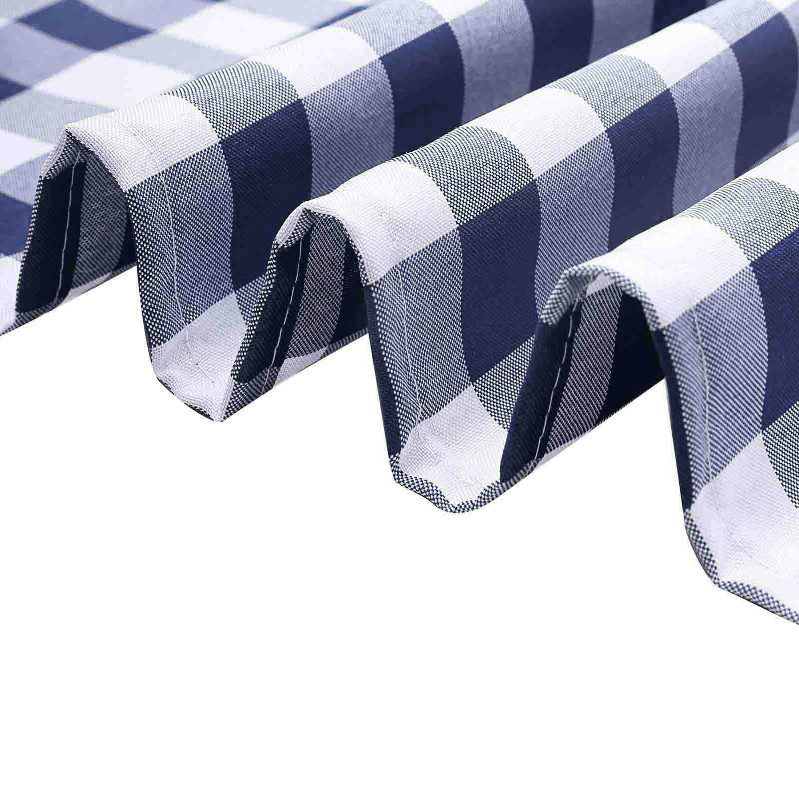 5 Pack Polyester Chair Sashes Navy Blue/White Buffalo Plaid - Durable & Reusable Chair Bows 6x108