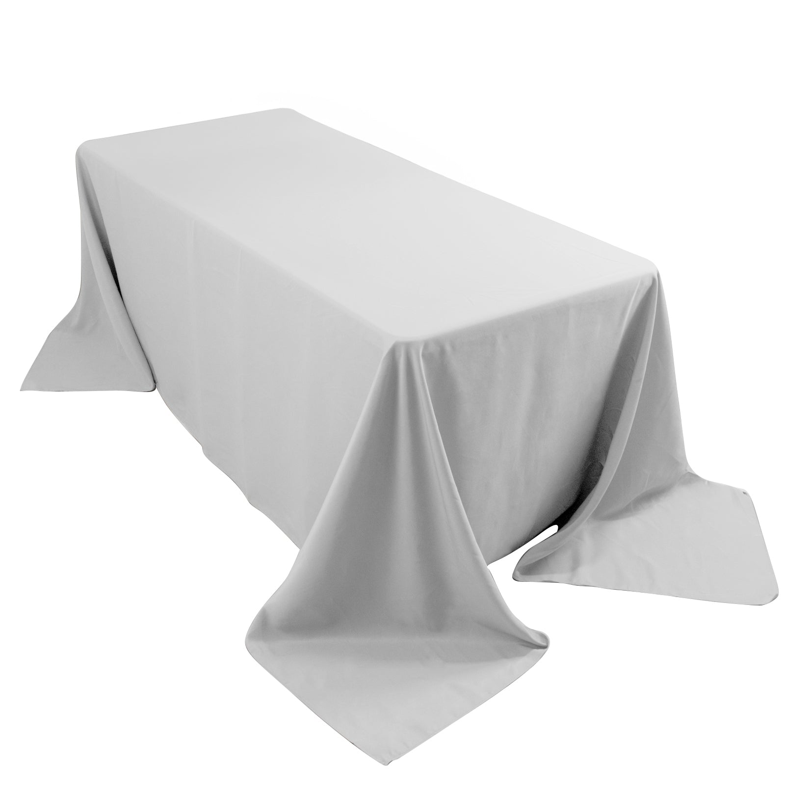 Premium Polyester 90x132 Rectangle Tablecloth Silver - Seamless 220GSM Stain-Resistant Table Cover