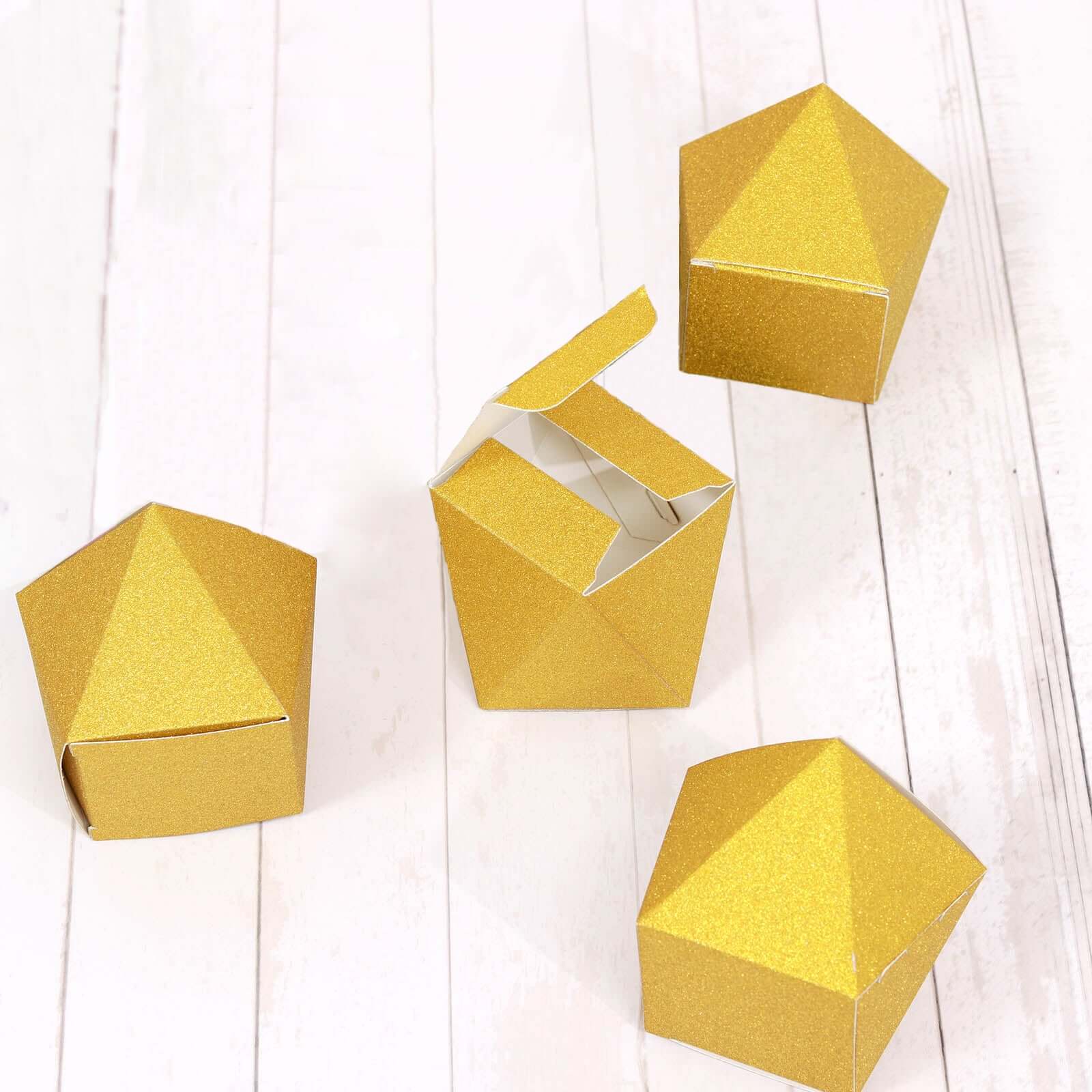 25 Pack 2x3 Geometric Gold Glitter Wedding Favor Candy Gift Boxes