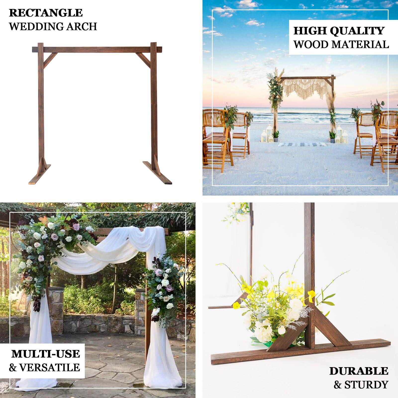 7ft Heavy Duty Wooden Square Wedding Arbor Photography Backdrop Stand