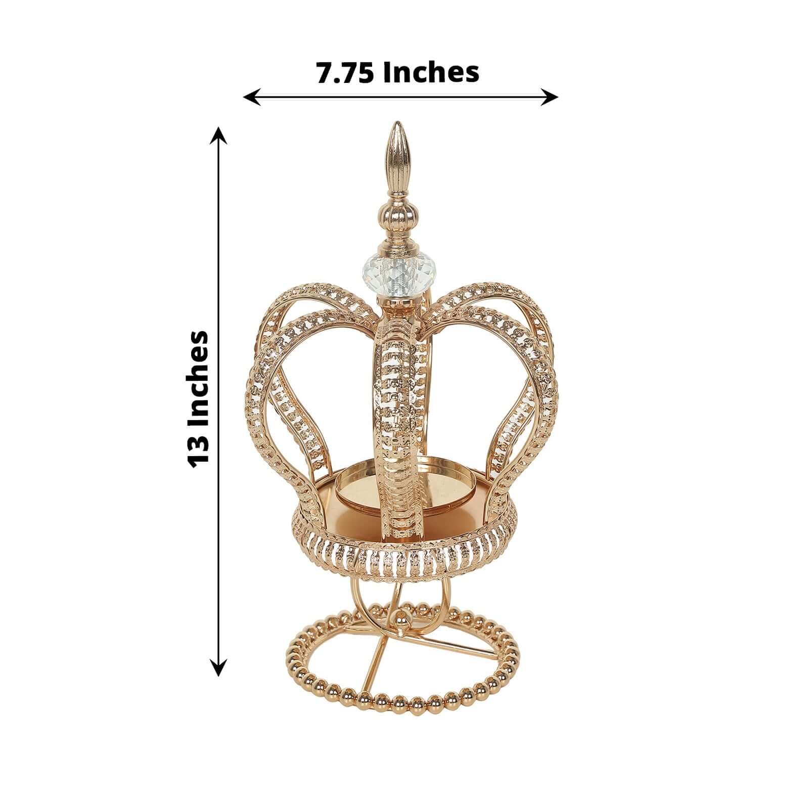 Metal Crown Spiral Pillar Candle Holder Stand Gold - Jeweled Votive Candle Centerpiece 13