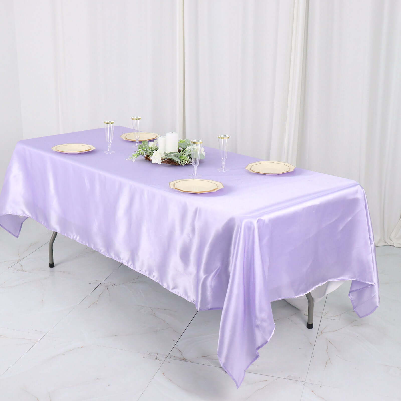 Satin Rectangular 60x102 Tablecloth Lavender Lilac - Smooth and Lustrous Table Cover