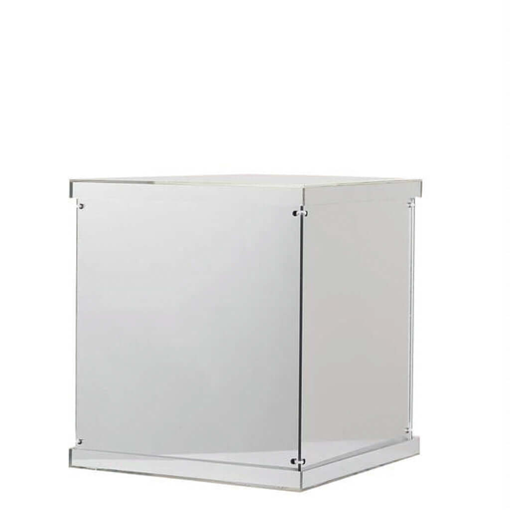 12 Silver Mirrored Acrylic Display Box, Pedestal Riser with Interchangeable Lid and Base