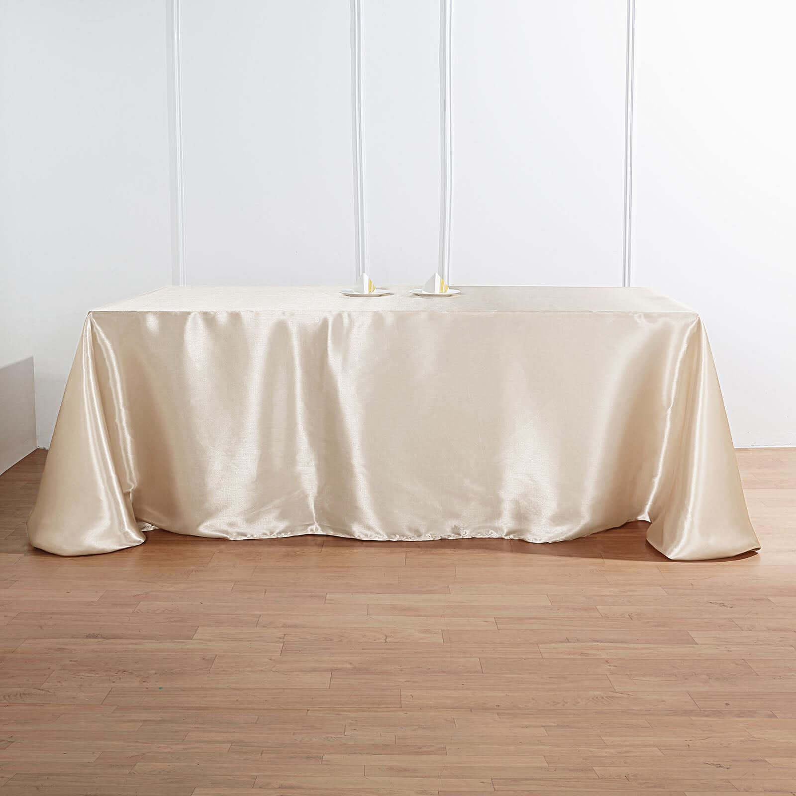 Satin Rectangular 90x132 Tablecloth Beige Satin - Seamless Table Cover