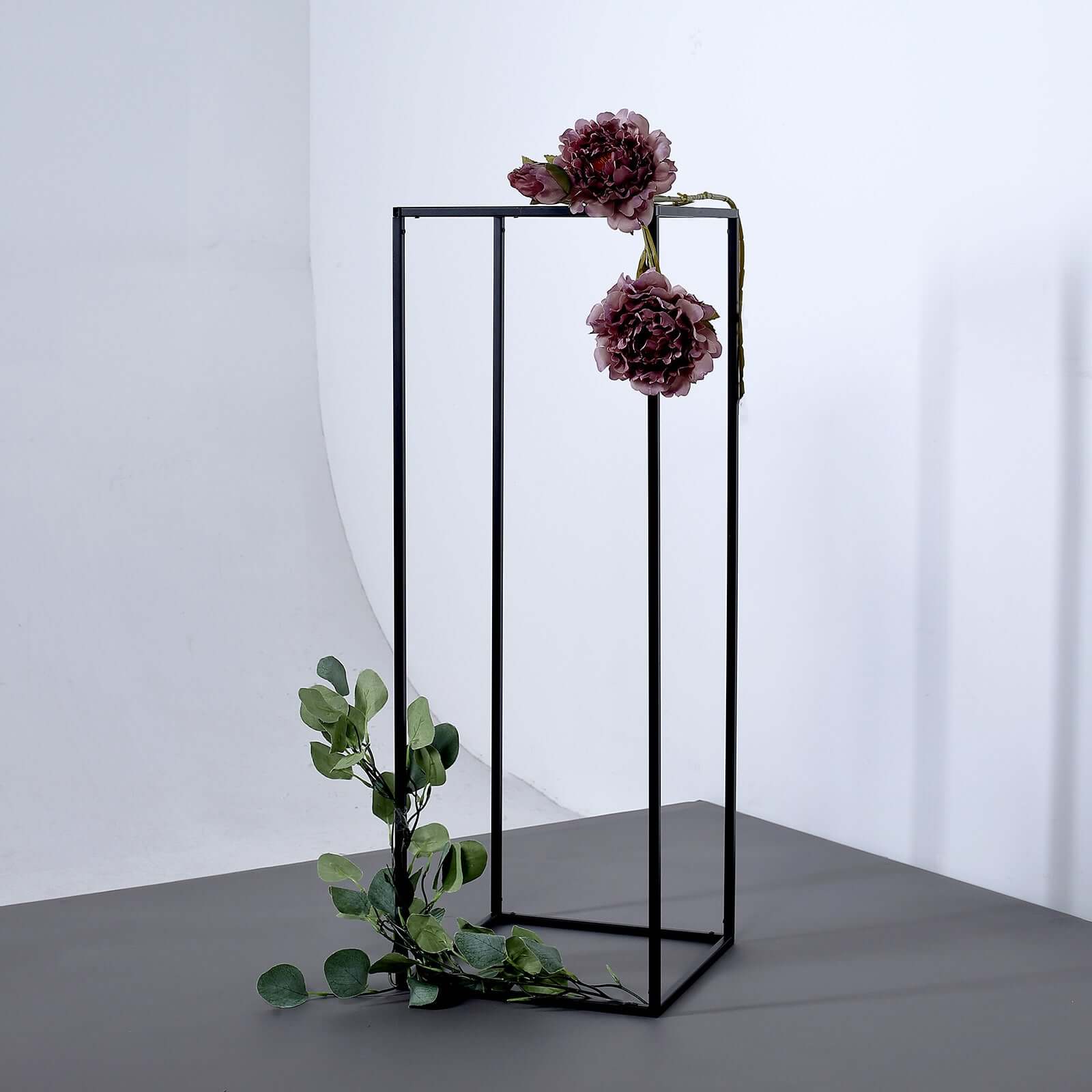 2-Pack Wedding Flower Stand Black Metal Geometric Column Frame Rectangular - Versatile Floral Pedestal for Sophisticated Arrangements 32