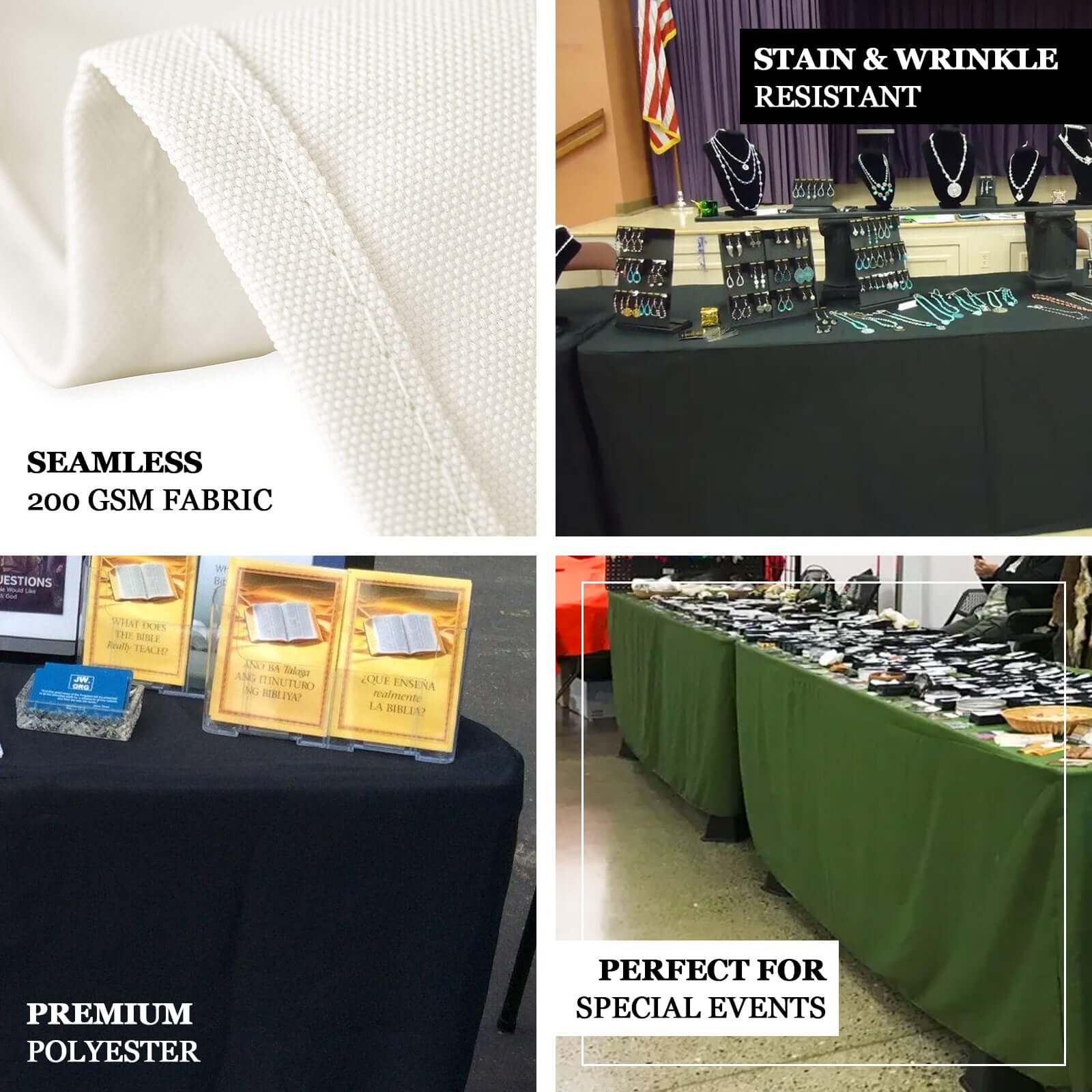 Fitted Polyester 96x30 Rectangle Tablecloth Beige - Durable and Easy to Maintain Table Cover
