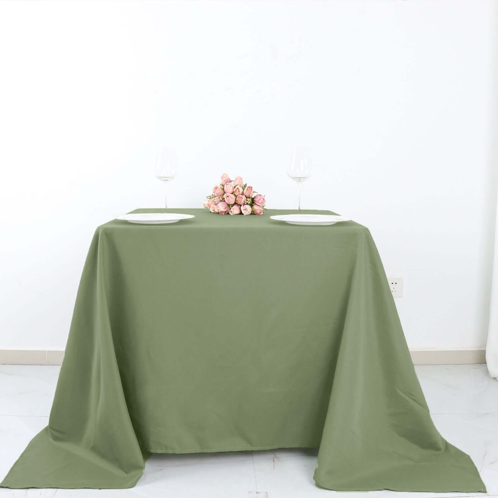 Polyester Square 90x90 Tablecloth Dusty Sage Green - Wrinkle-Resistant & Durable Table Cover