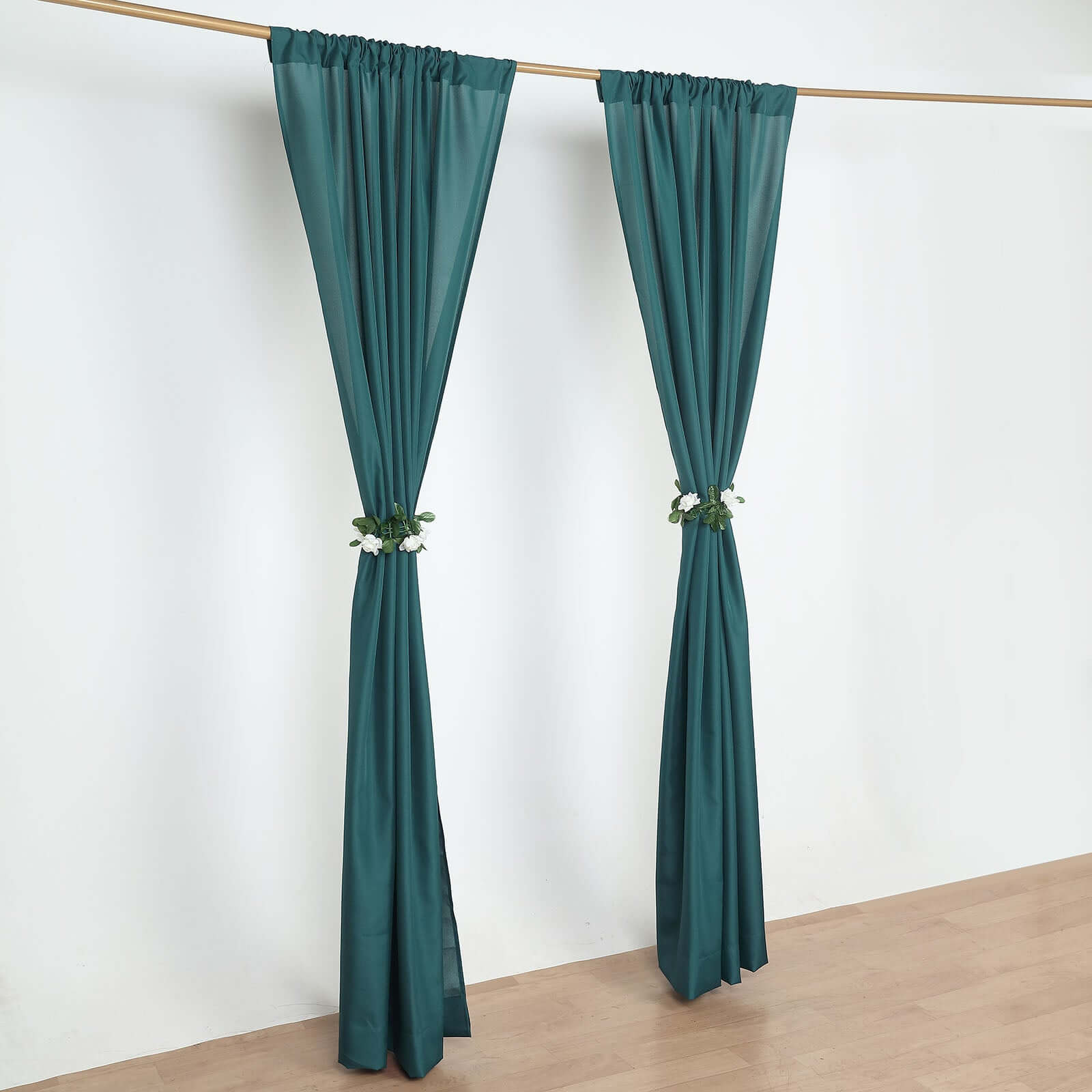 2 Pack Peacock Teal Polyester Event Curtain Drapes, 10ftx8ft Backdrop Event Panels With Rod Pockets 130 GSM