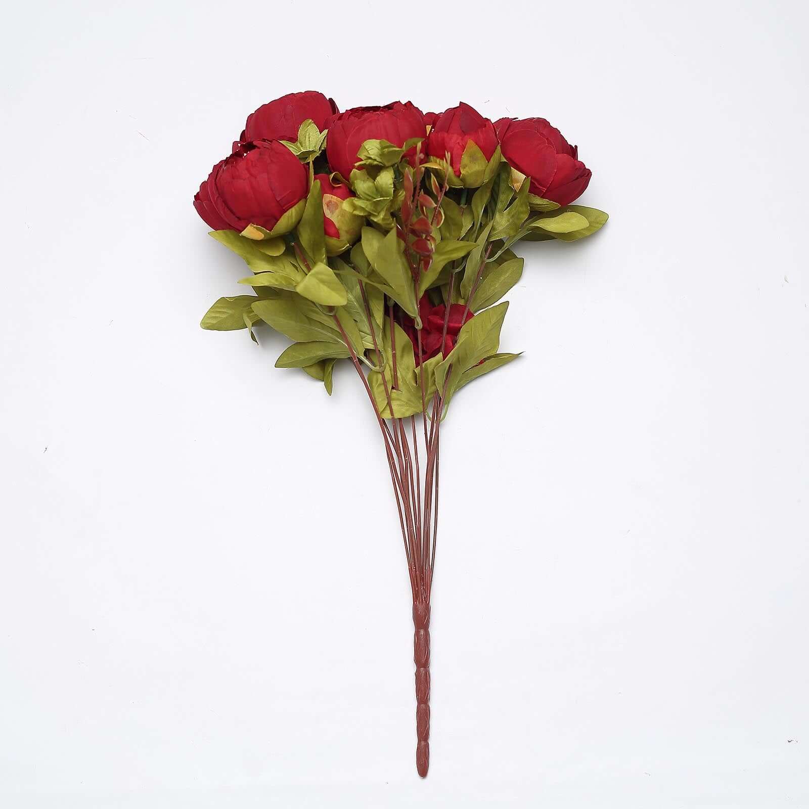 2 Pack 19 Burgundy Artificial Peony Flower Wedding Bouquets, Faux Silk Flower Arrangements