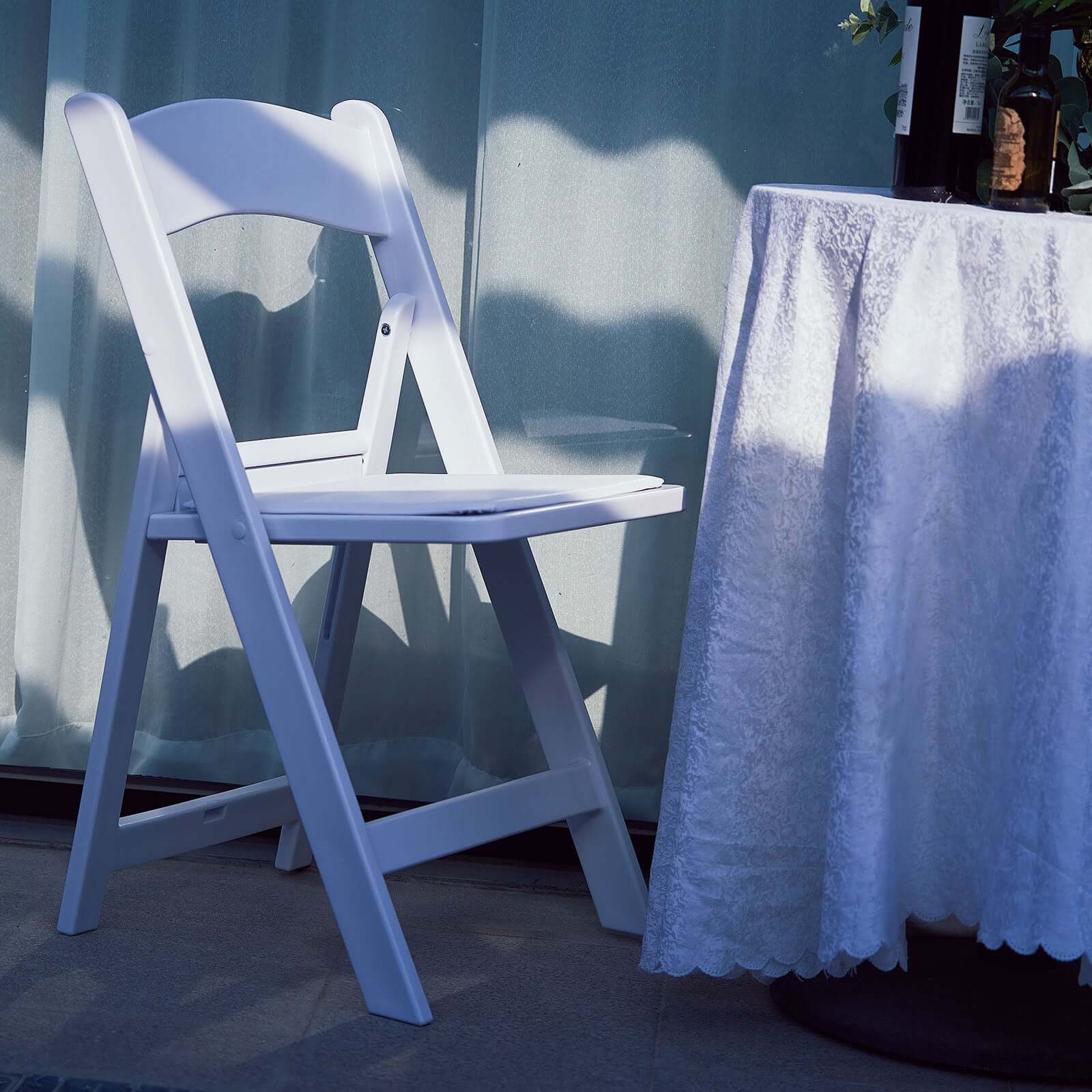 Resin Chair with Vinyl Padded Seat for Folding Use White - Stylish Design for Indoor or Outdoor Weddings & Gatherings