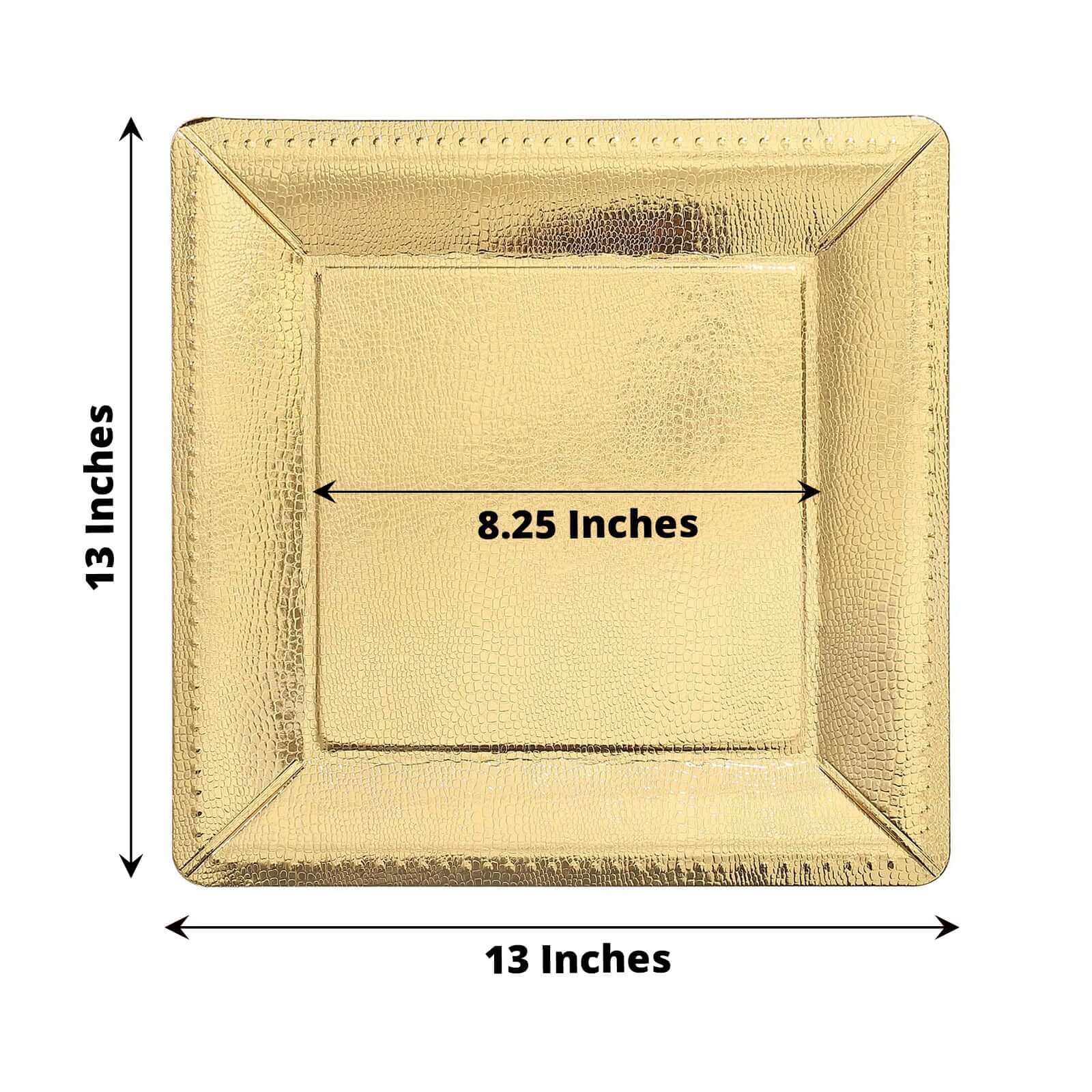 10-Pack Disposable Square Charger Plates in Gold with Leather Like Texture - 1100GSM Durable Paper Chargers 13