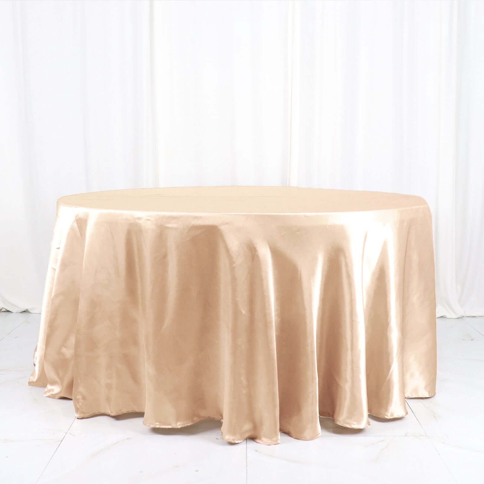 Satin 120 Round Tablecloth Nude - Stylish Seamless Table Cover