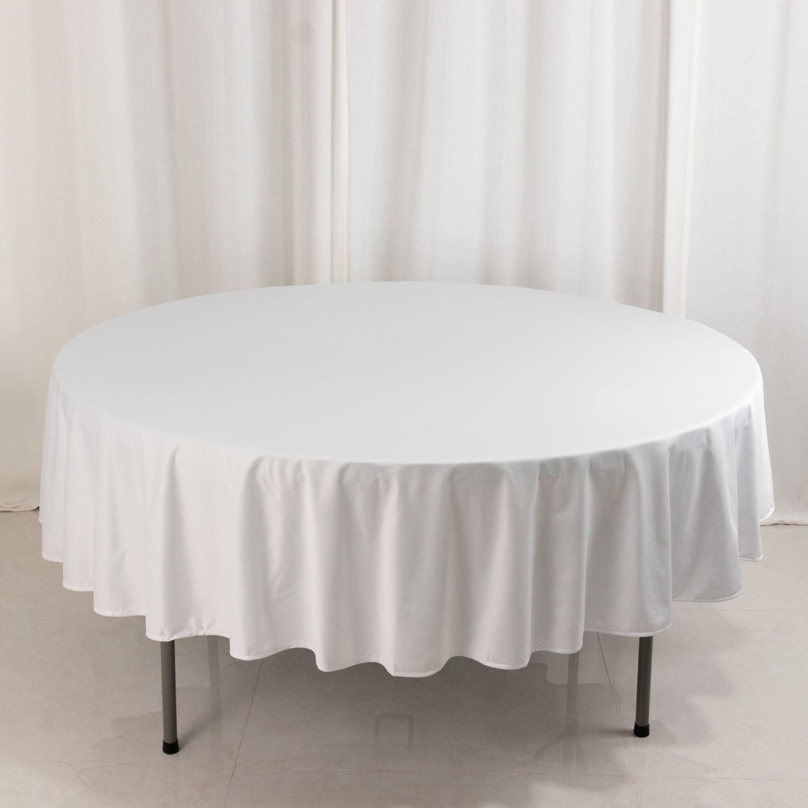 Premium Scuba Round 90 Tablecloth White - Wrinkle Free & Stain Resistant Table Cover for Weddings and Banquets