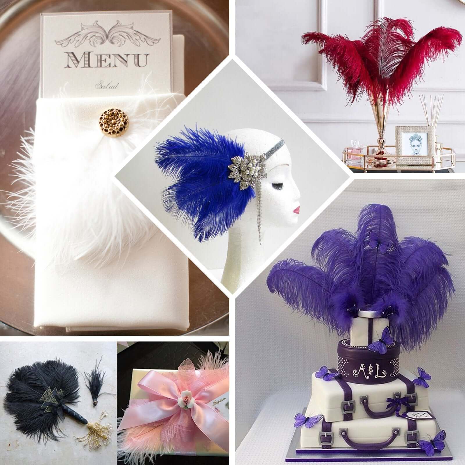 12 Pack 13-15 Violet Amethyst Natural Plume Real Ostrich Feathers, DIY Centerpiece Fillers