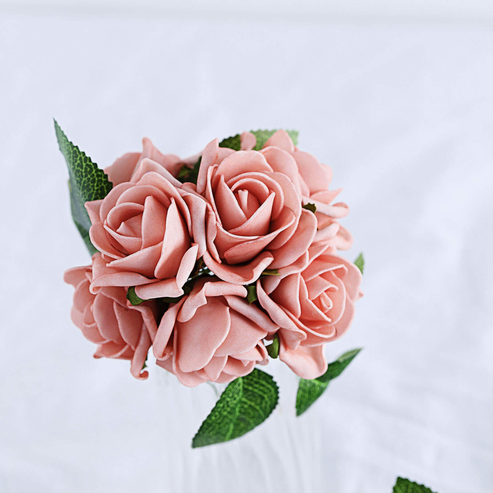 24 Roses 2 Dusty Rose Artificial Foam Flowers With Stem Wire and Leaves