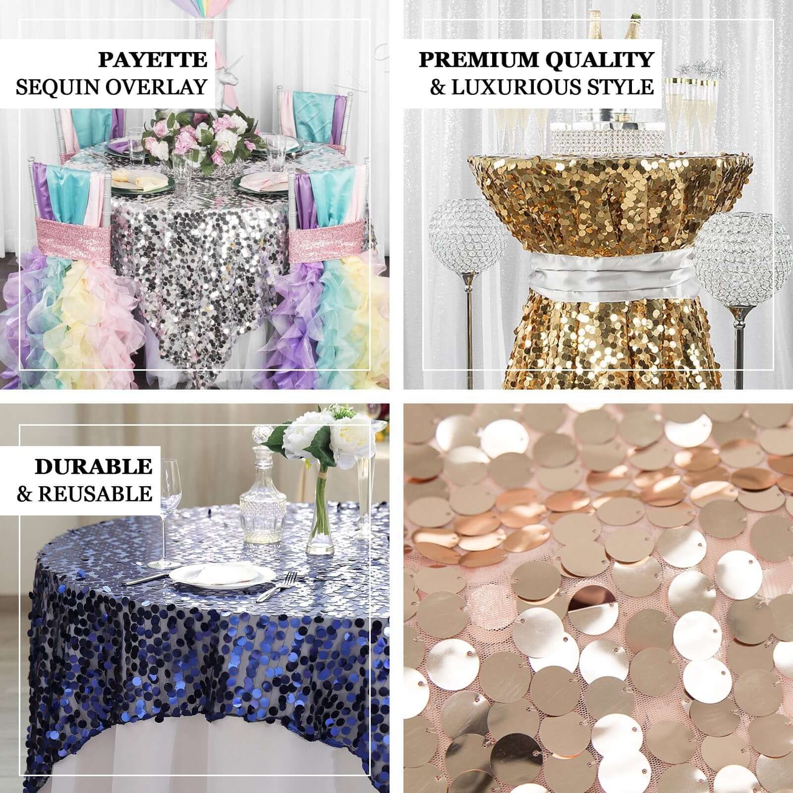 Sequin 72x72 Table Overlay Square Tablecloth Hunter Emerald Green - Big Payette Table Cover