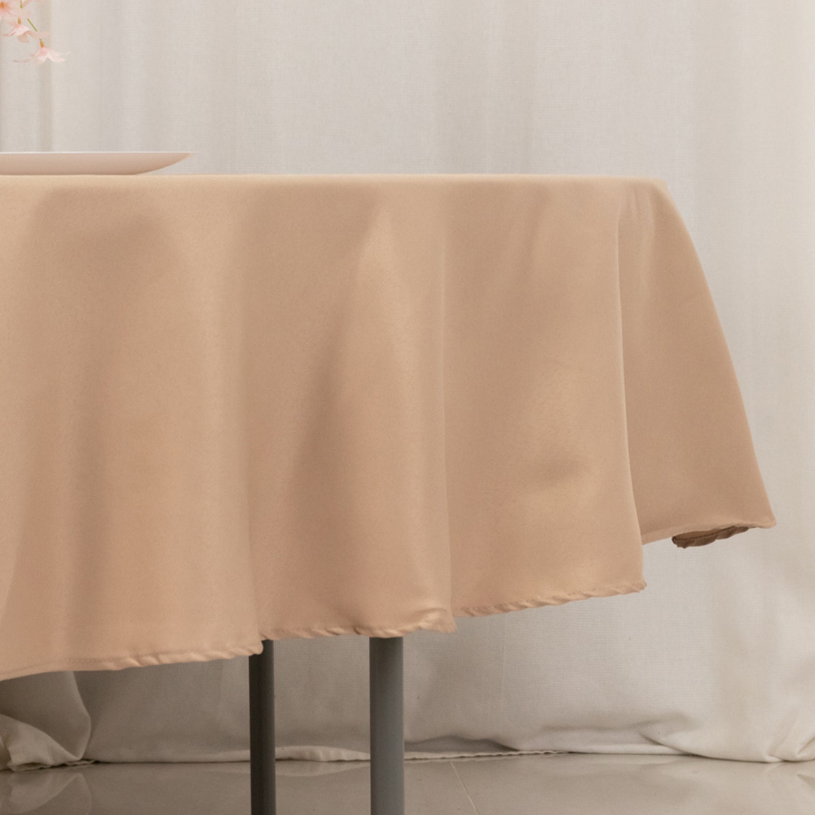 Premium Polyester 90 Round Tablecloth Nude - Stain and Wrinkle-Resistant Design with 220GSM Thickness Table Cover