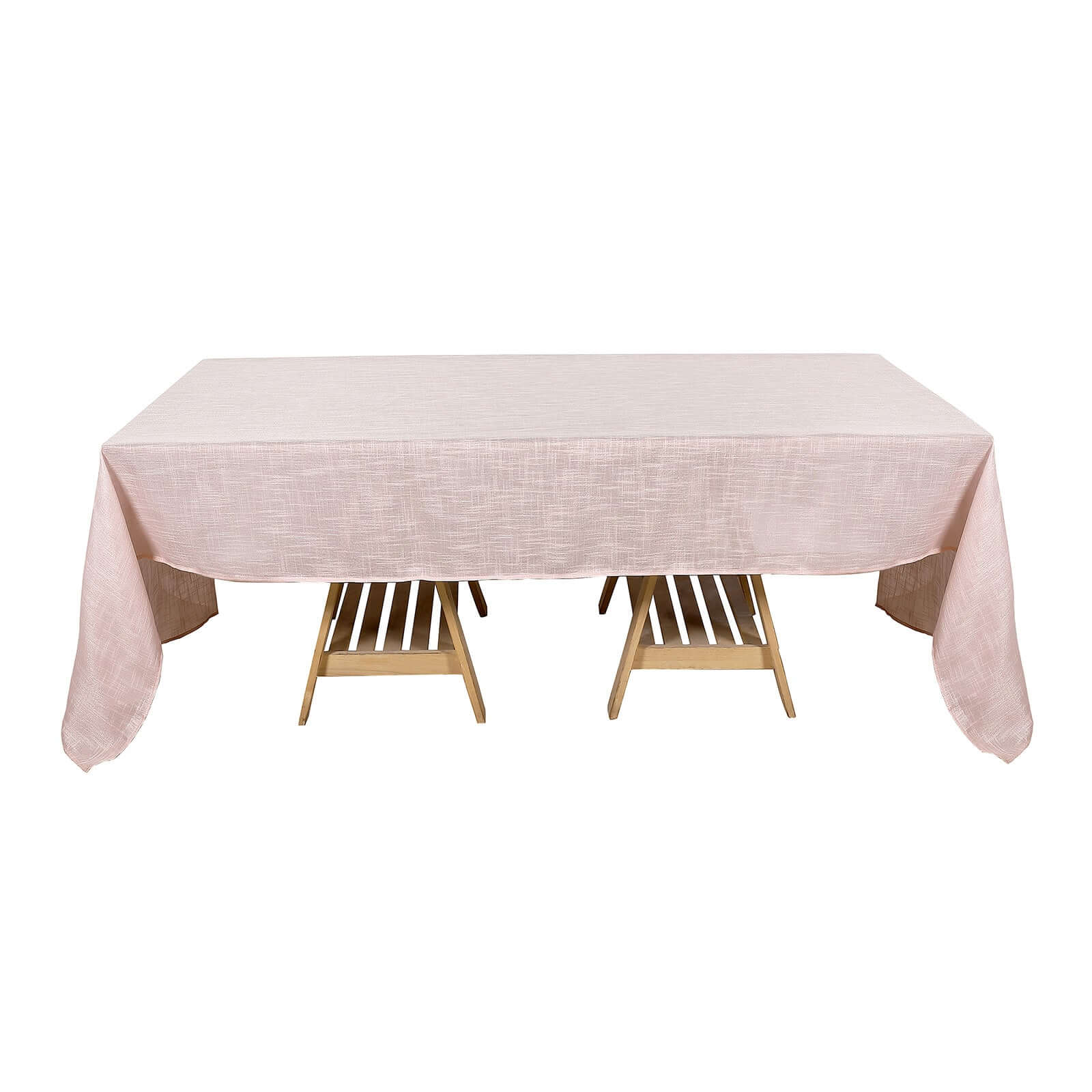 Faux Linen 60x126 Rectangular Tablecloth Blush - Slubby Textured & Wrinkle Resistant for Weddings and Special Events