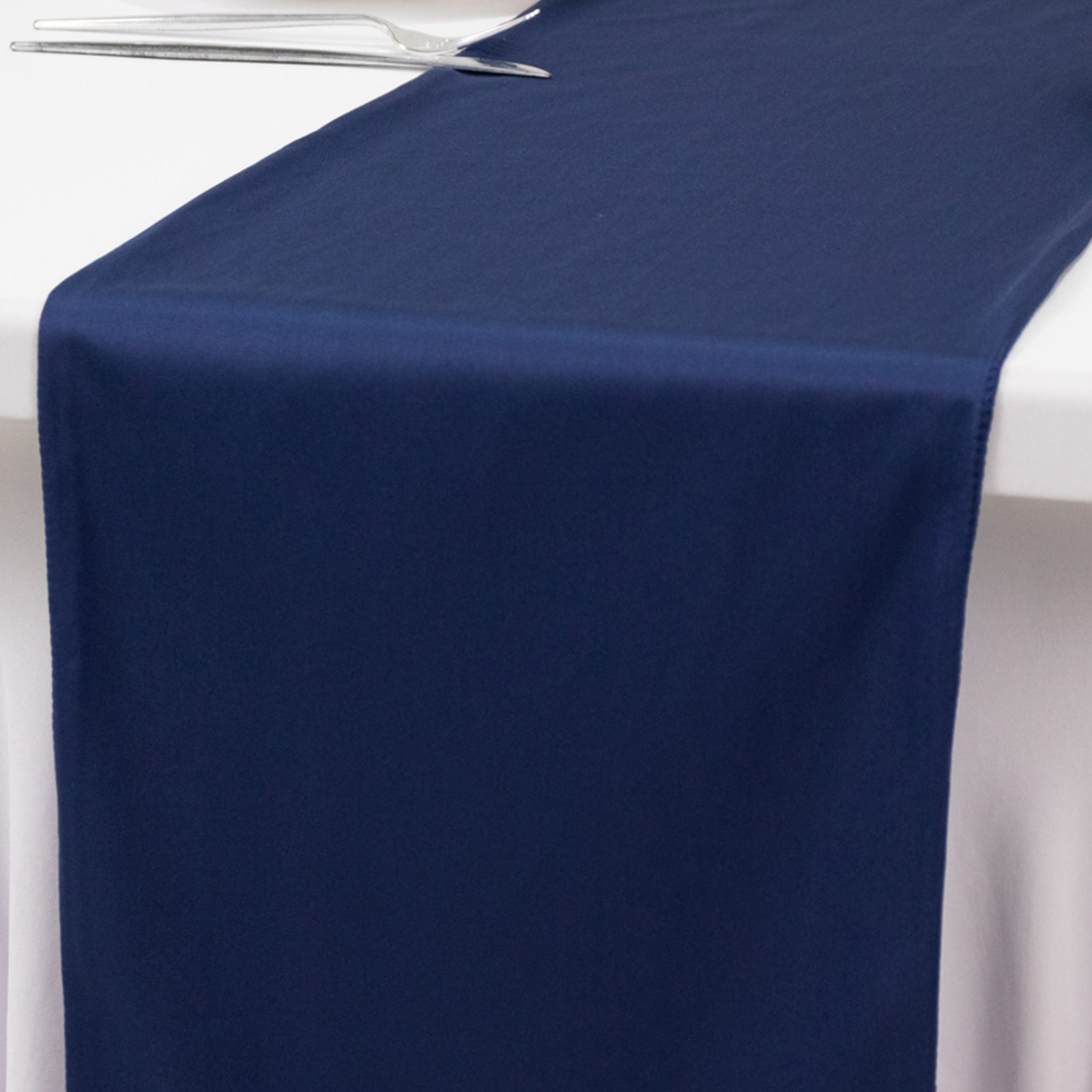 Premium Scuba Polyester 12x108 Table Runner Navy Blue - Wrinkle-Free Table Linen