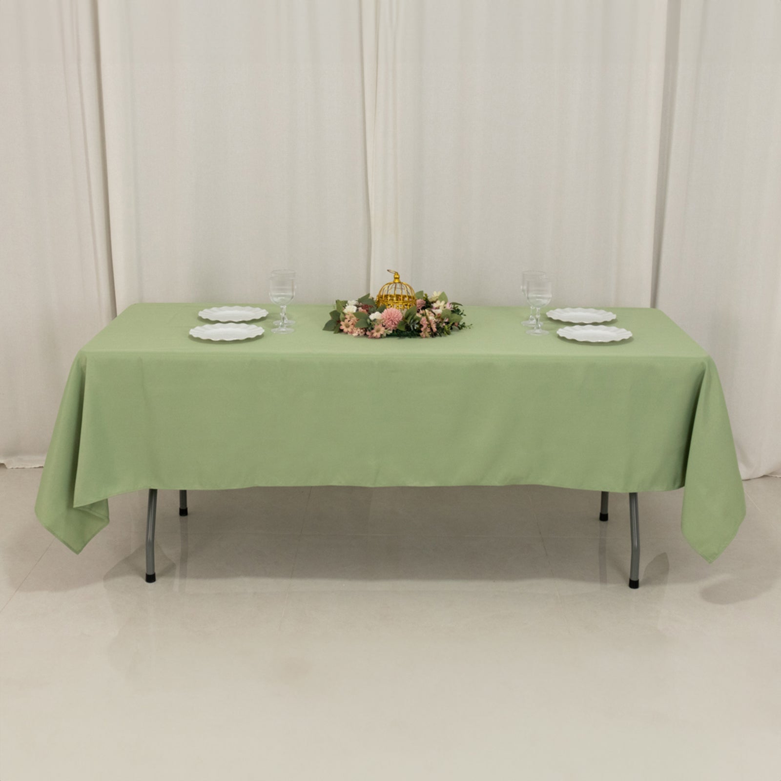 Premium Polyester 60x102 Rectangle Tablecloth Sage Green - Durable 220GSM Wrinkle-Resistant Table Cover