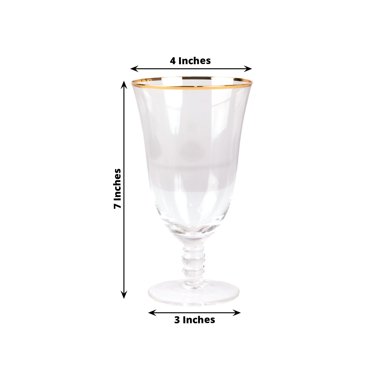 6-Pack Red Wine Glasses Clear Gold Rimmed Design with Short Beaded Stem - Chic Crystal Goblets for Drinks & Events 16oz 7