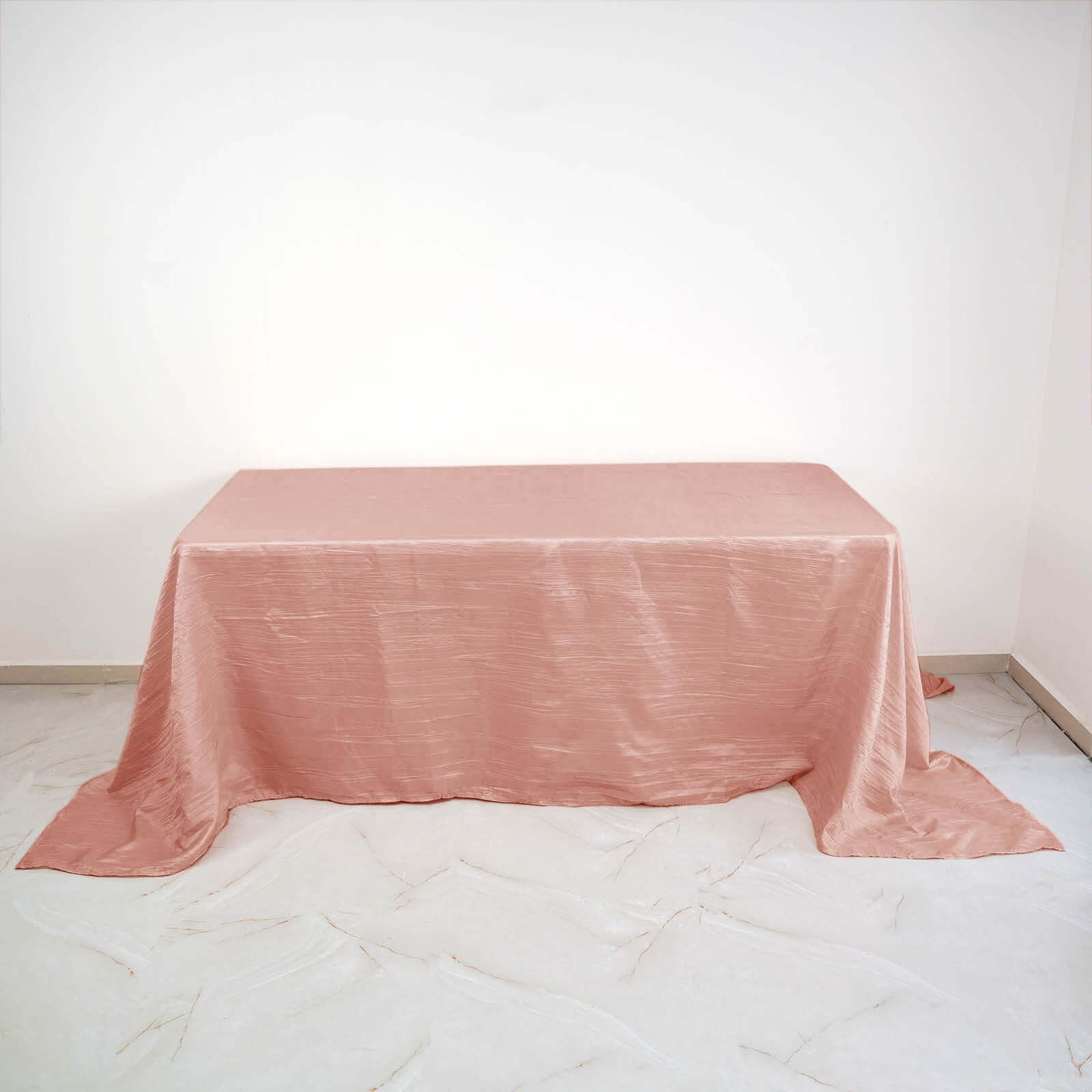 Taffeta 90x132 Rectangle Tablecloth Dusty Rose - Seamless Accordion Crinkle Table Cover