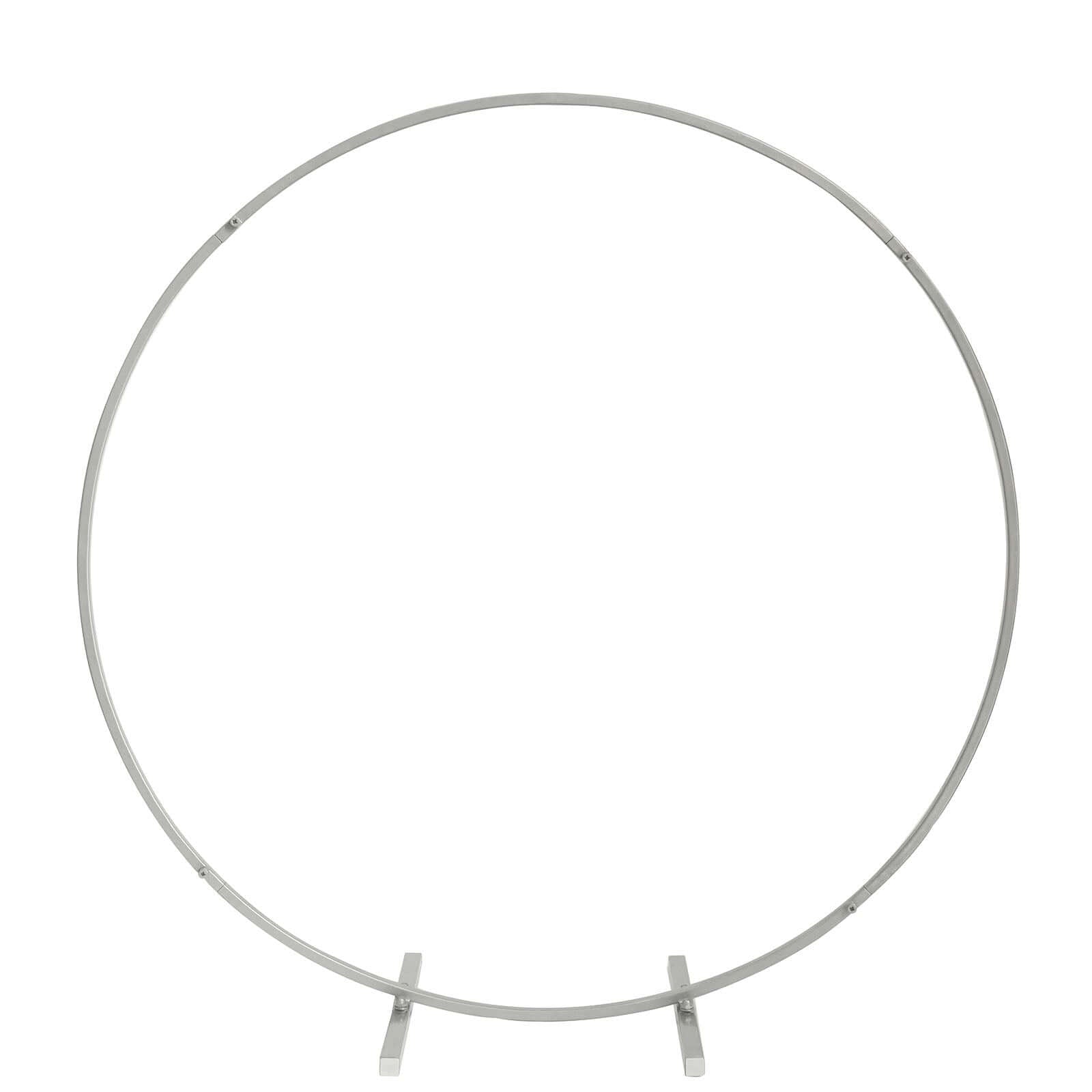 Round Wedding Hoop Table Centerpiece Metal Silver - Self-Standing Floral Wreath Frame for Events 36