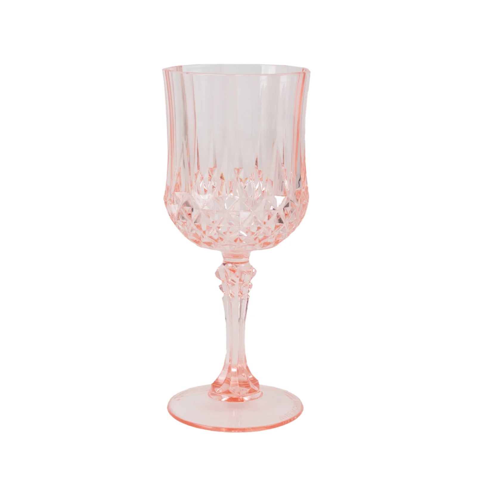 6-Pack Plastic Cocktail Goblets Transparent Blush Crystal Cut - Shatterproof Drinkware 8oz