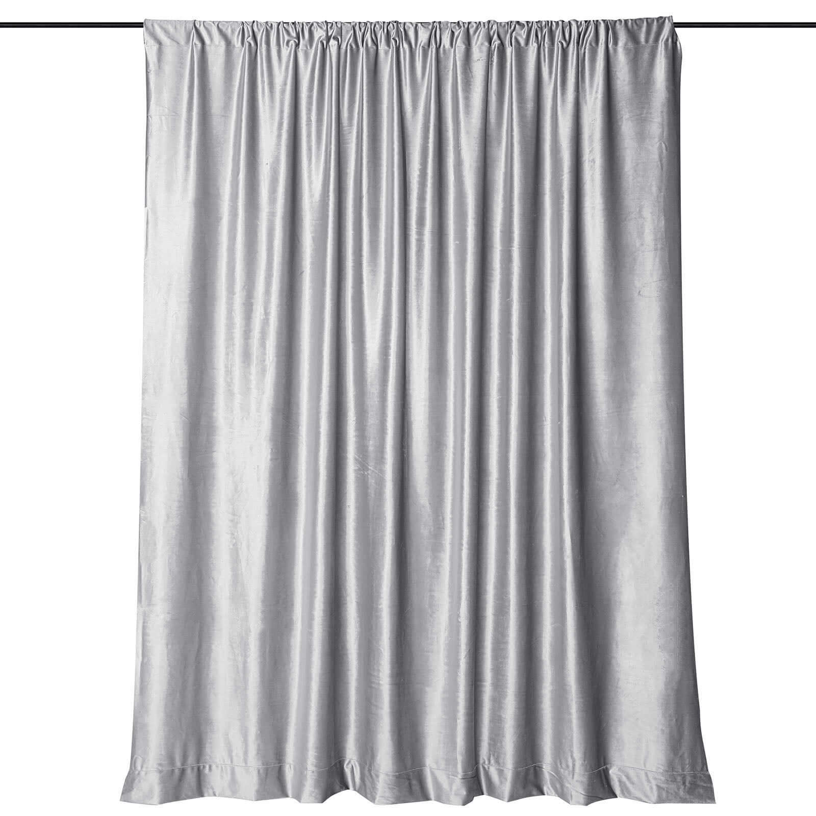 8ftx8ft Silver Premium Smooth Velvet Event Curtain Drapes, Privacy Backdrop Event Panel with Rod Pocket