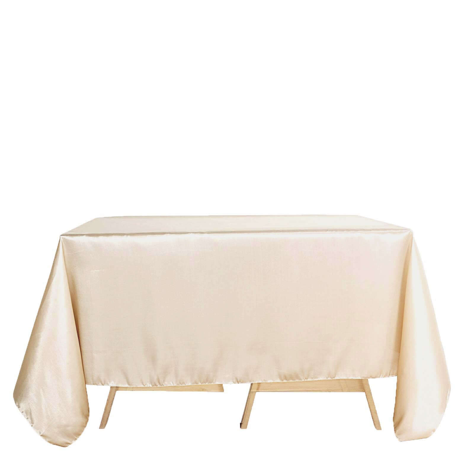 Satin 90x90 Table Overlay Square Tablecloth Beige - Smooth Finish Table Topper