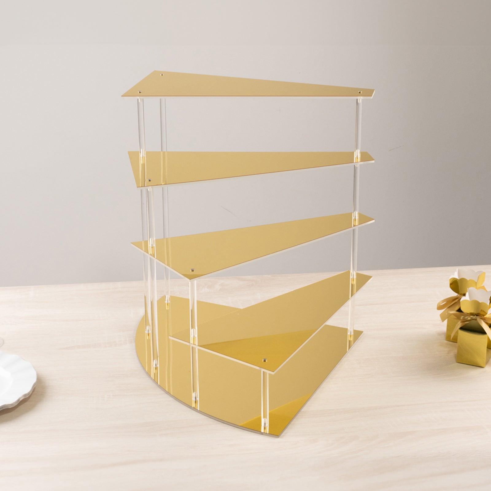 4-Tier Acrylic Cupcake Display Stand Gold Spiral Stairway Design - Stylish Reusable Multi Level Serving Tray Organizer Shelf Riser for Dessert Perfume Retail Jewelry & Collectibles 17