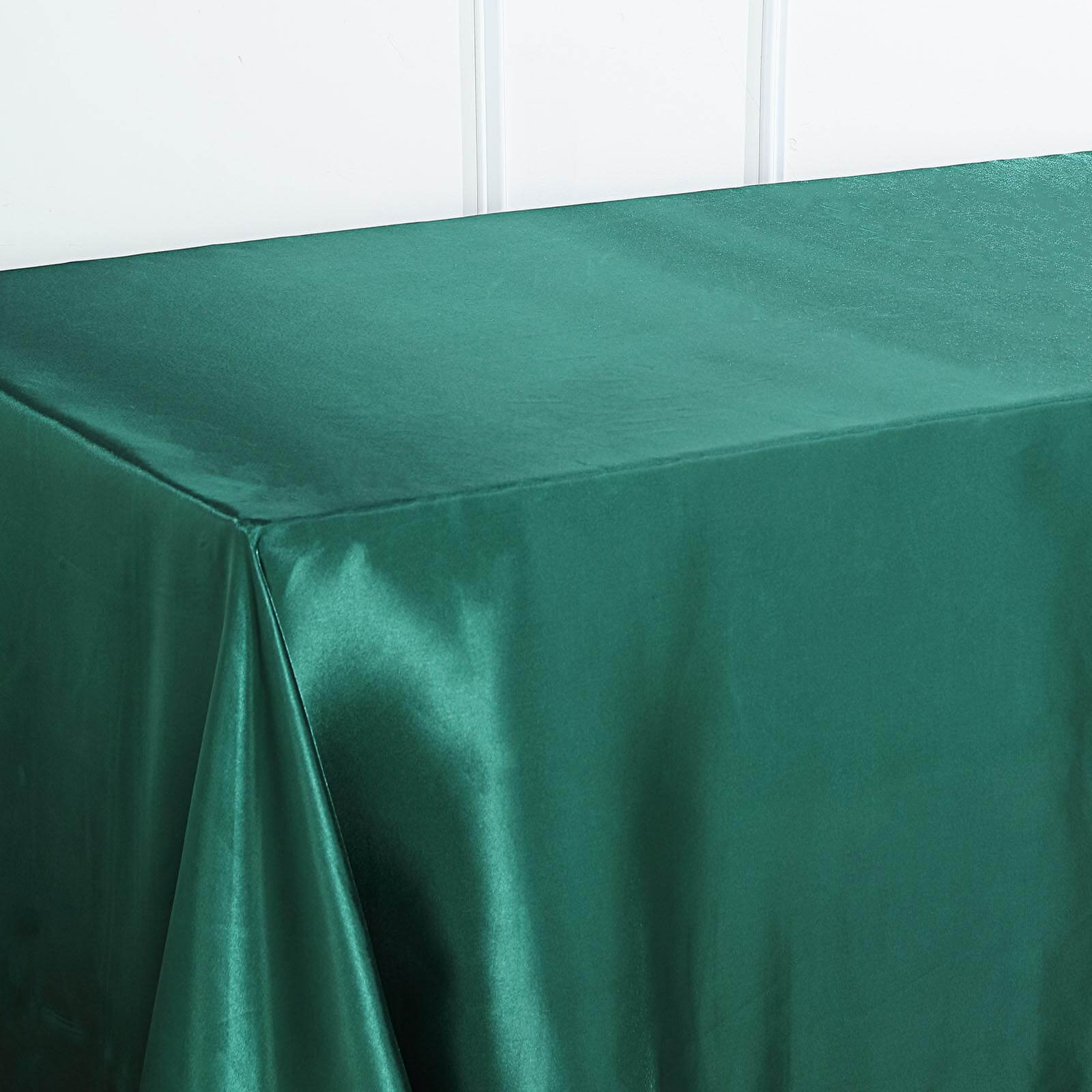 Satin Rectangular 90x132 Tablecloth Hunter Emerald Green Satin - Seamless Table Cover