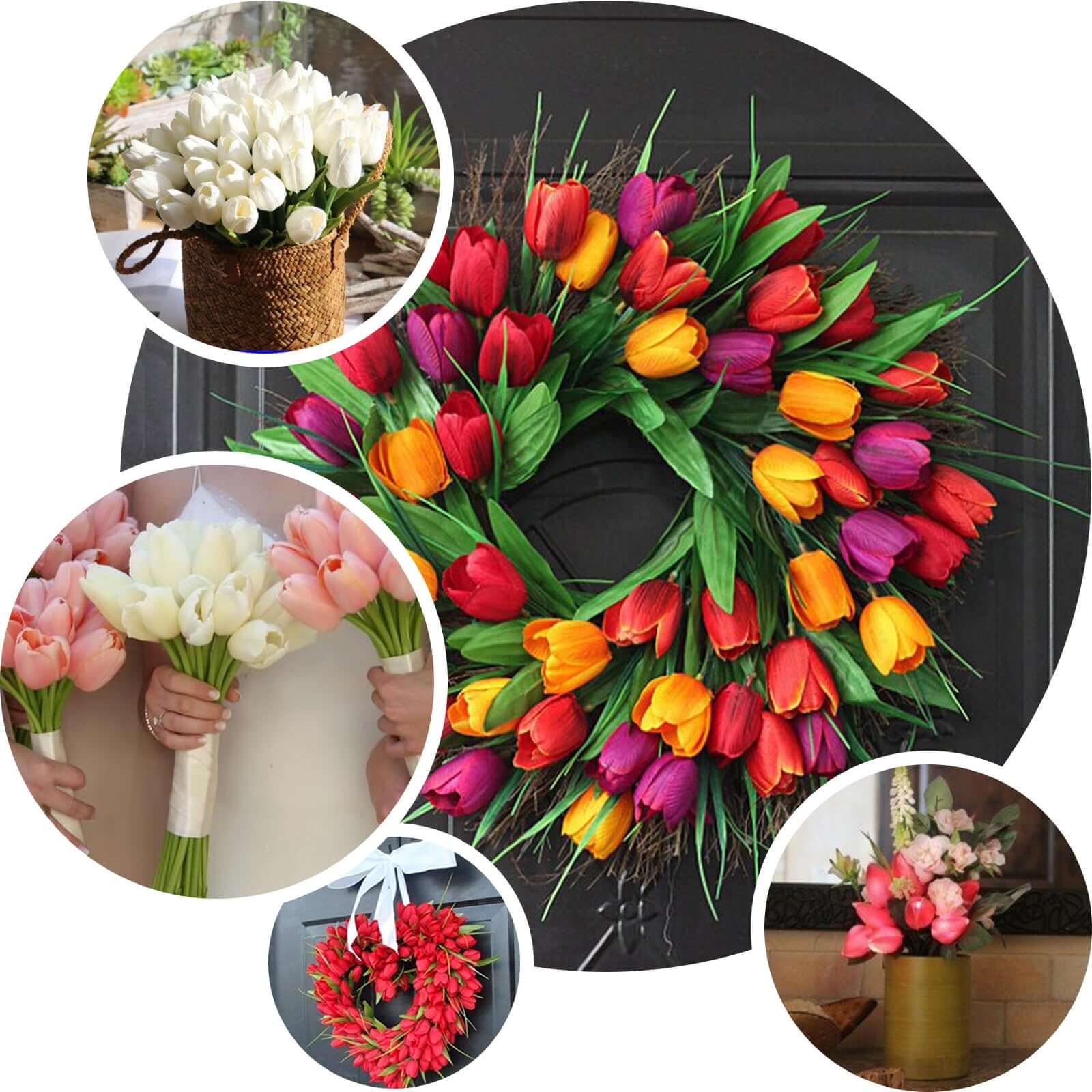 10 Stems 13 Peach Real Touch Artificial Foam Tulip Flower Bouquets