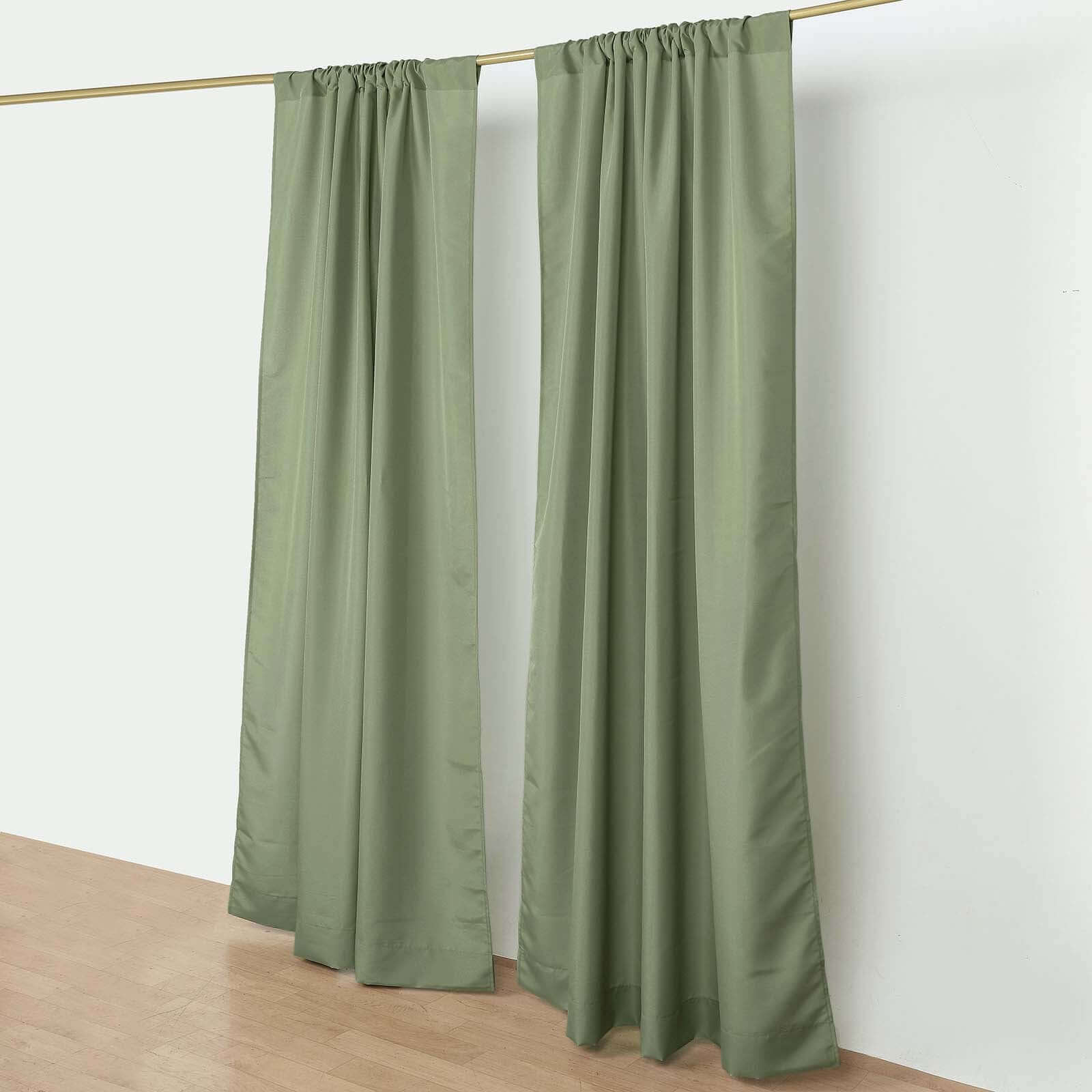 2 Pack Dusty Sage Green Polyester Event Curtain Drapes, 10ftx8ft Backdrop Event Panels With Rod Pockets 130 GSM