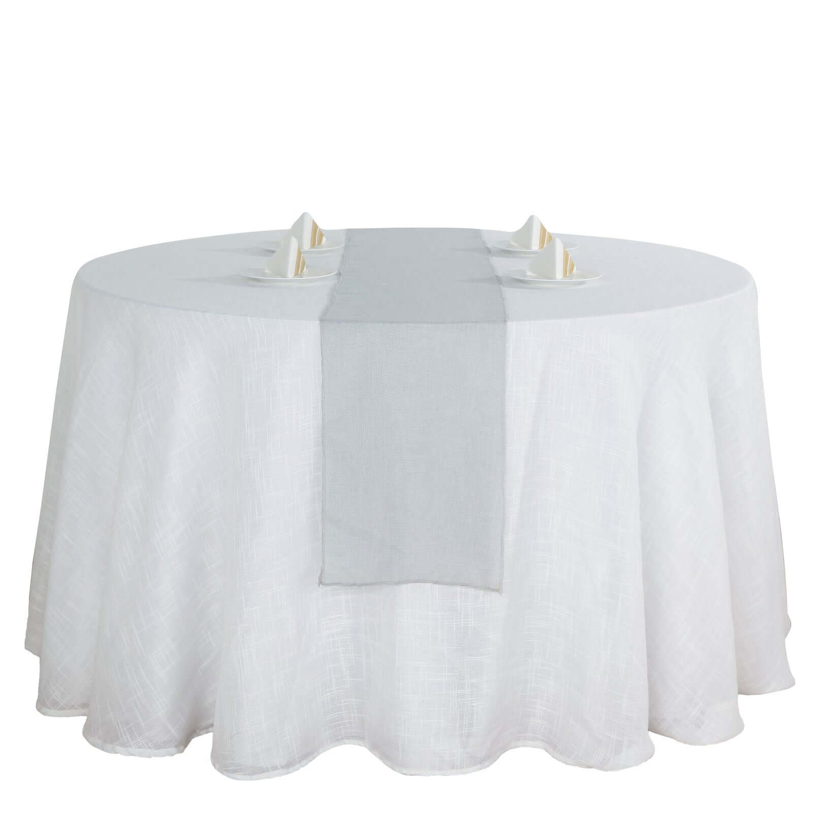 Faux Linen 12x108 Table Runner Silver - Slubby Textured & Wrinkle Resistant Table Decor