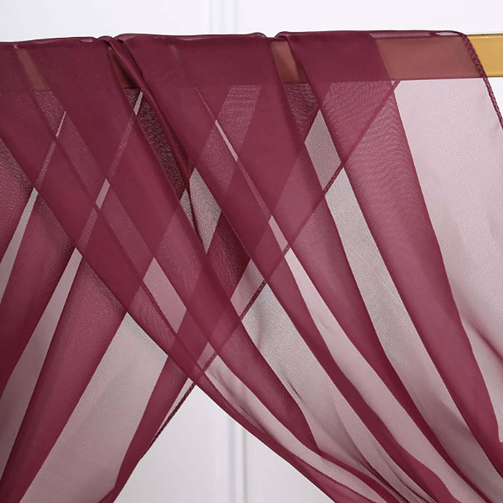 18ft Burgundy Sheer Organza Wedding Arch Drapery Fabric, Window Scarf Valance