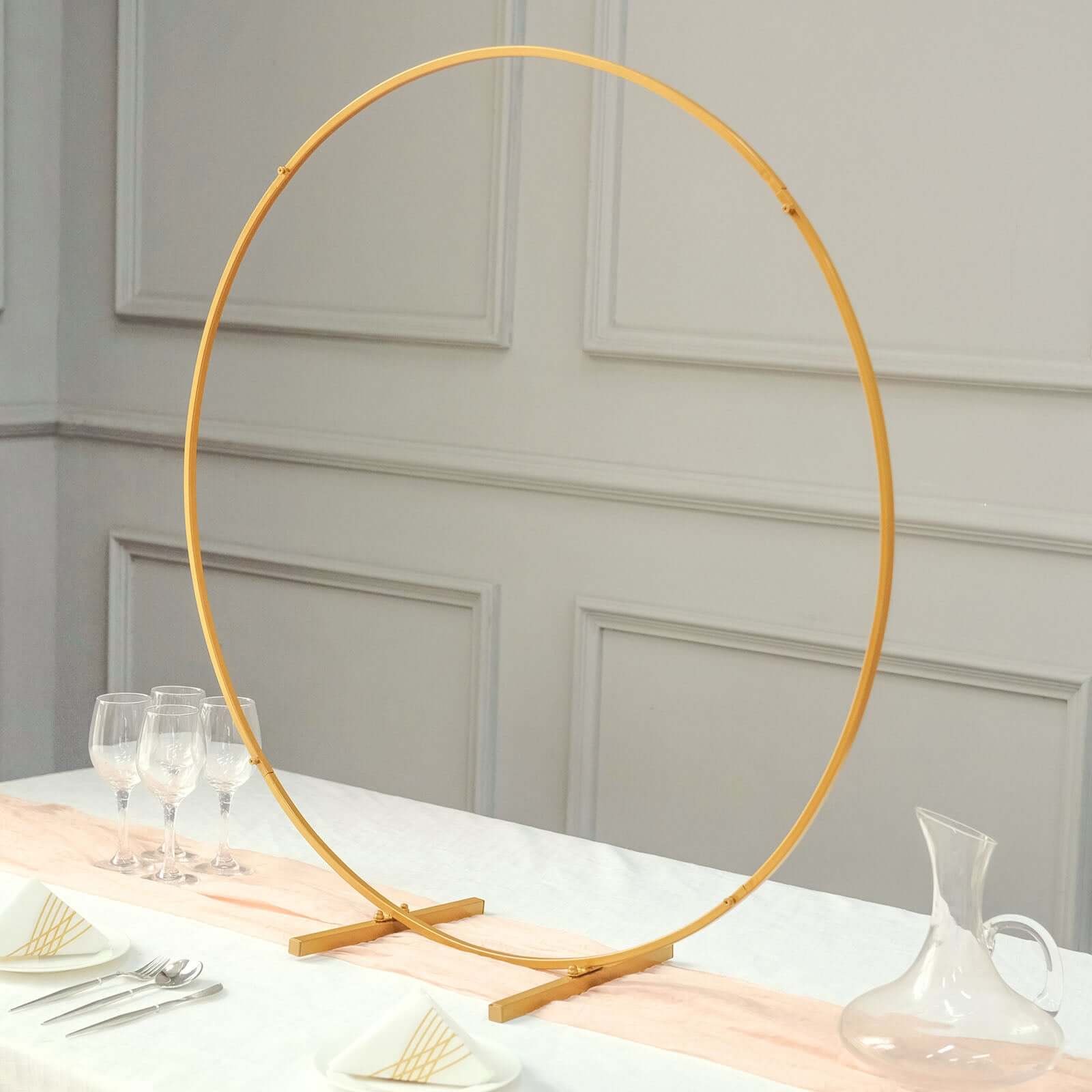 36 Gold Metal Round Hoop Wedding Centerpiece, Self Standing Table Floral Wreath Frame