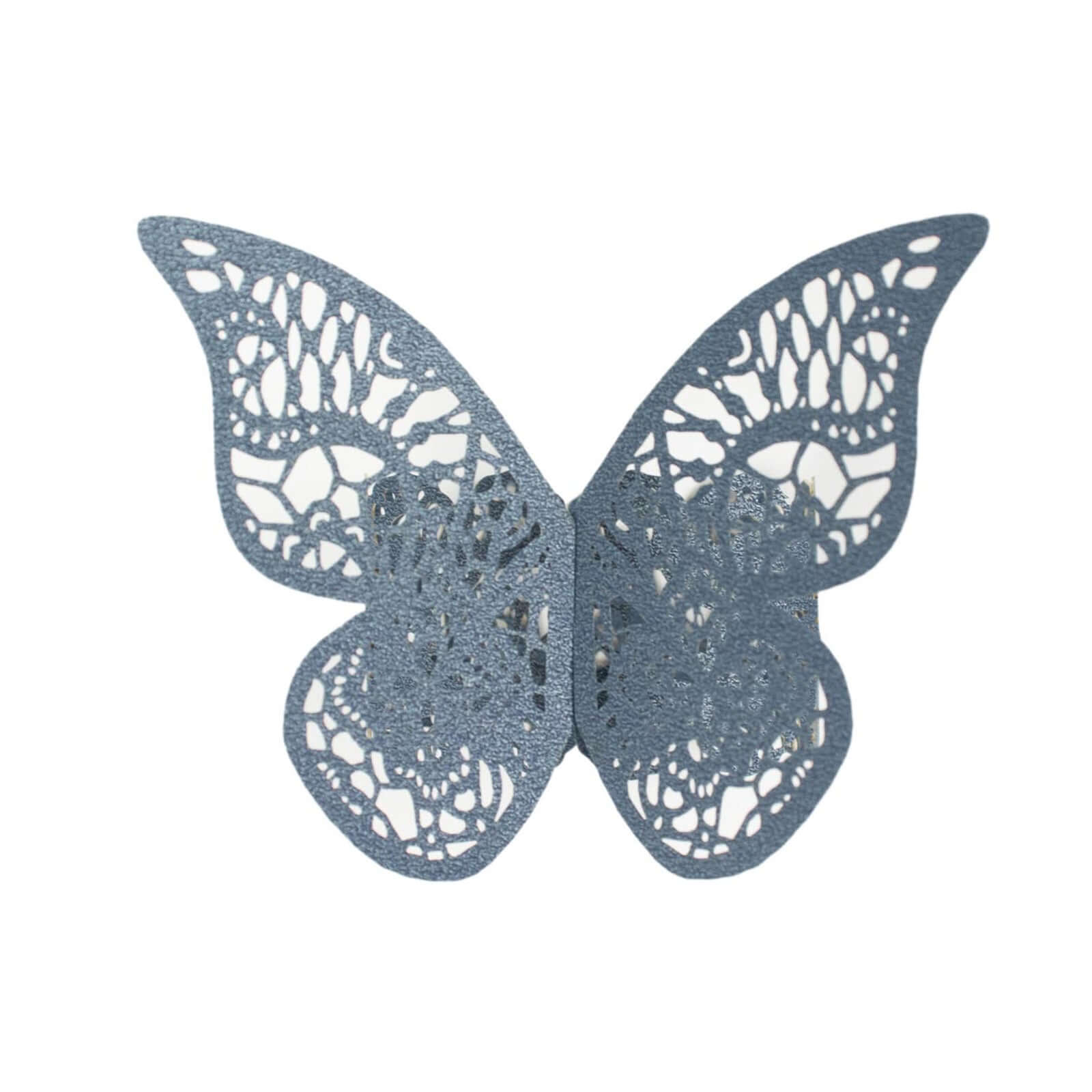 12-Pack Paper Napkin Rings Laser Cut Butterfly Navy Blue Shimmery - Decorative Serviette Holders