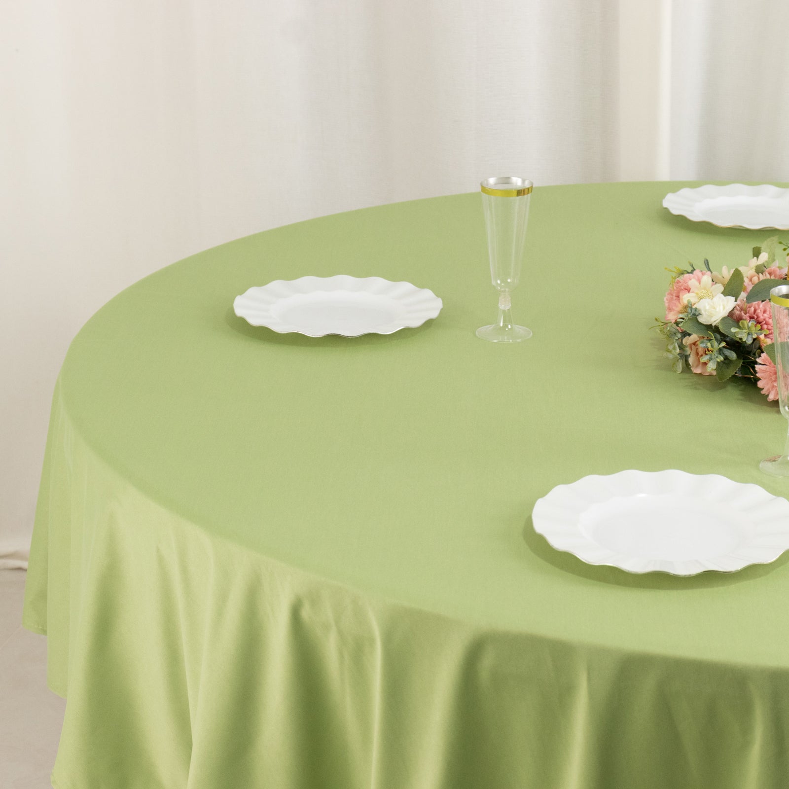 Premium Scuba Round 90 Tablecloth Sage Green - Wrinkle Free & Stain Resistant Table Cover