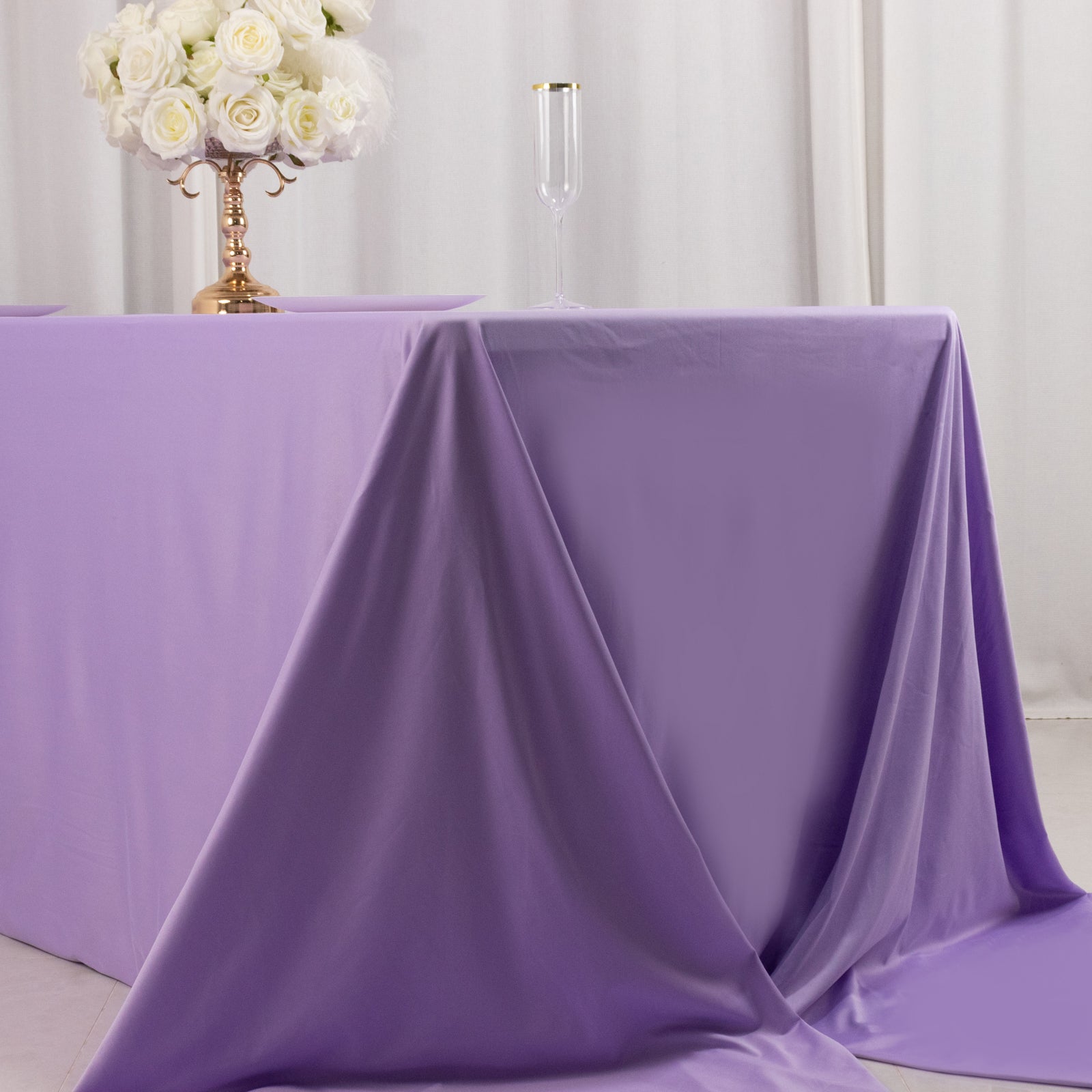 Premium Scuba Rectangular 90x156 Tablecloth Lavender Lilac - Wrinkle Free, Stain Resistant & Seamless Table Cover