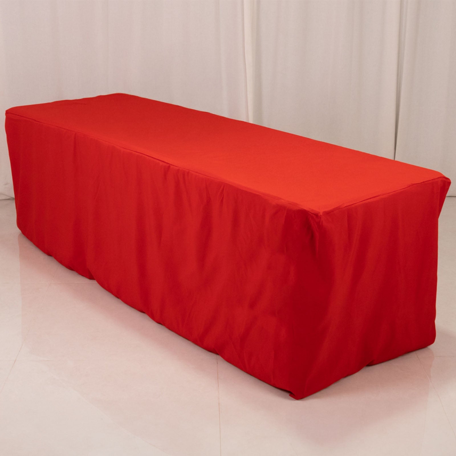 Premium Polyester 8ft Rectangle Tablecloth Red Durable Fitted 220GSM Table Cover